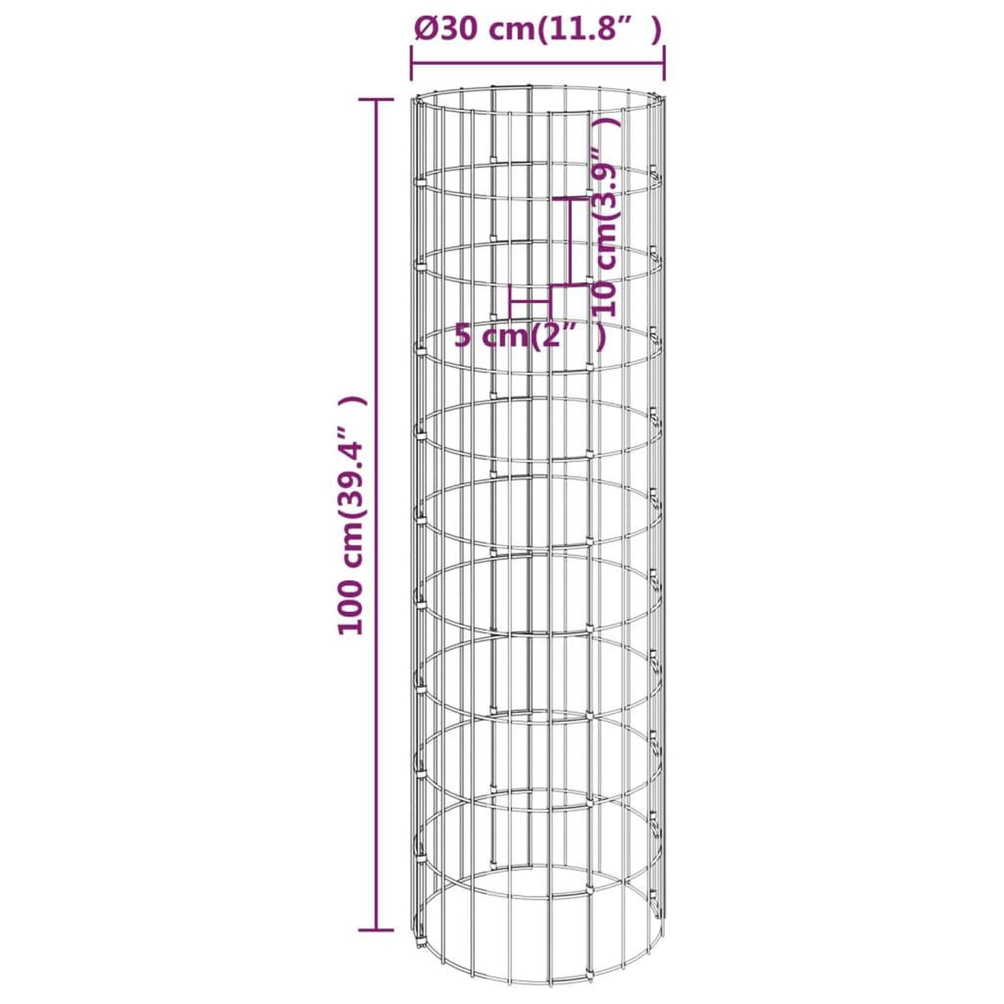 Voir la diapositive 6 : VIDAXL Poteau a gabion circulaire Acier galvanise Ø30x100 cm