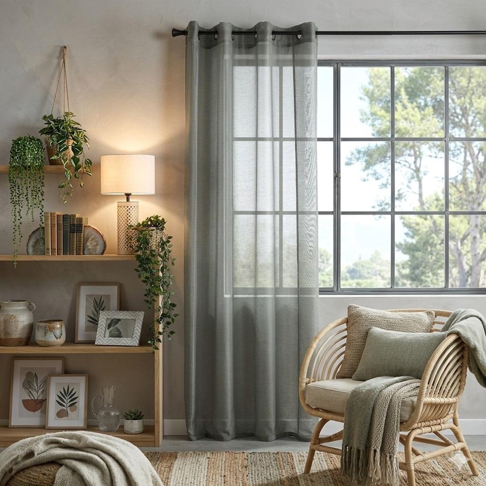 Voir la diapositive 2 : Eden Voilage a oeillets linwood design et moderne