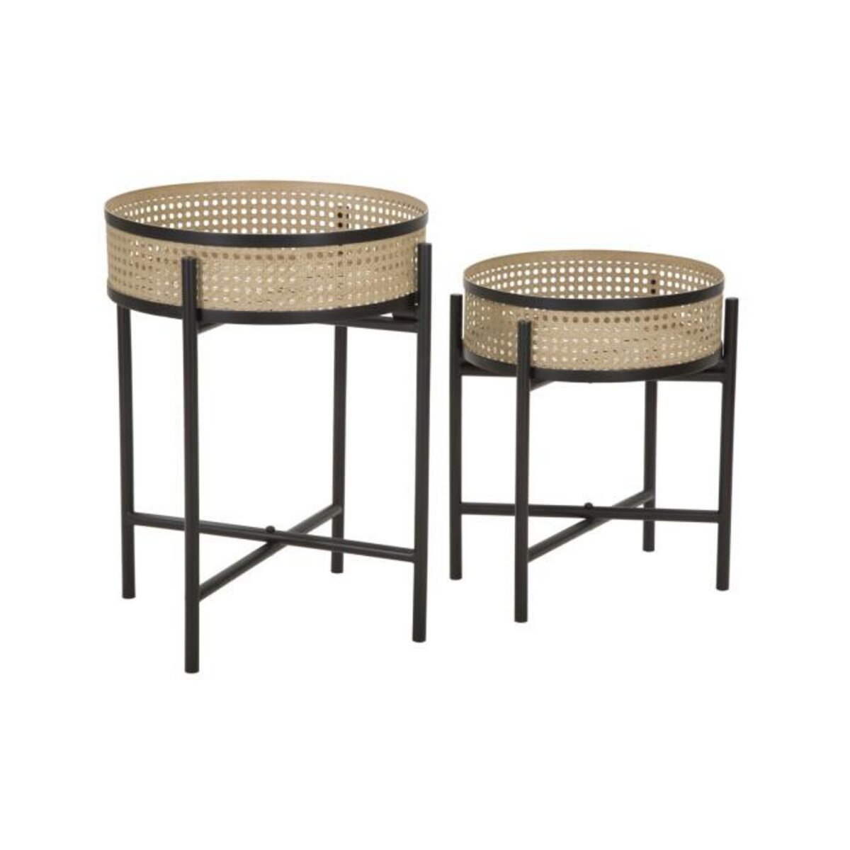 Paris Prix Lot de 2 Tables d'Appoint  Fuji  50cm Noir & Naturel