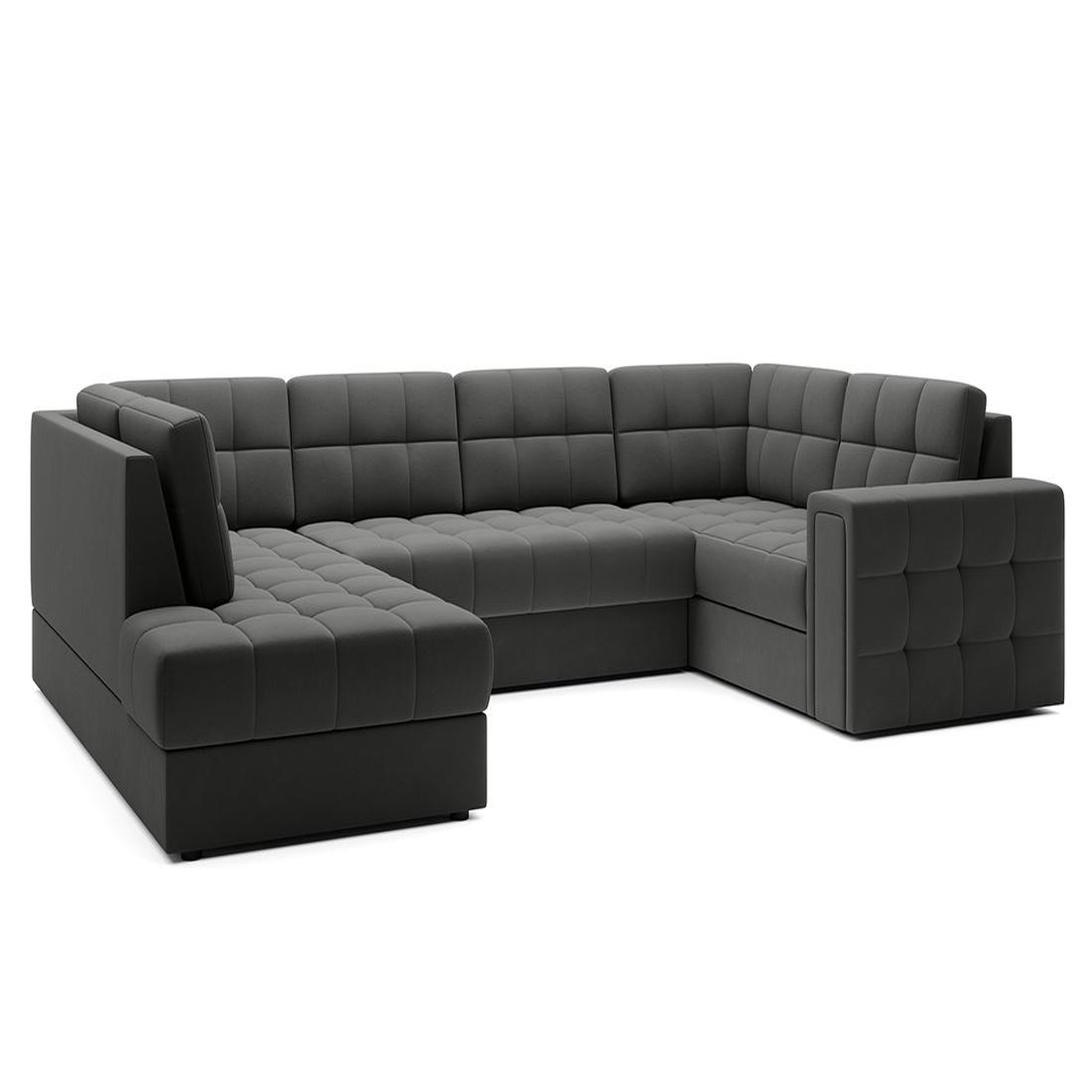 Voir la diapositive 4 : BEST MOBILIER Nappa - canapé panoramique d'angle droit 7 places convertible avec coffre en velours