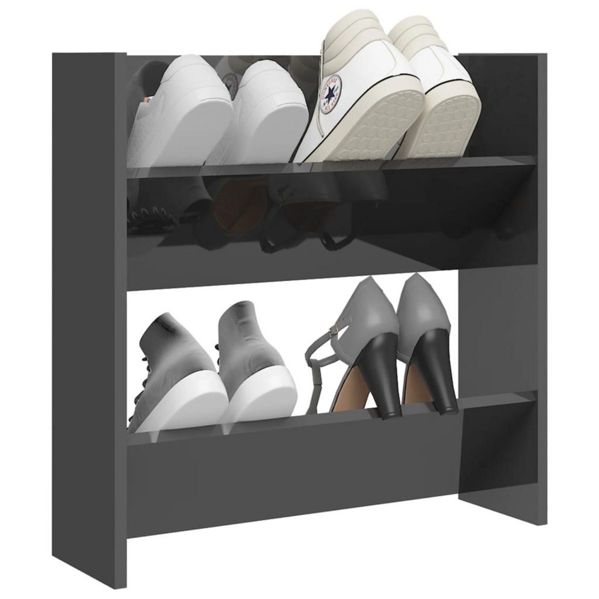 VIDAXL Armoire a chaussures murale gris brillant bois d'ingenierie