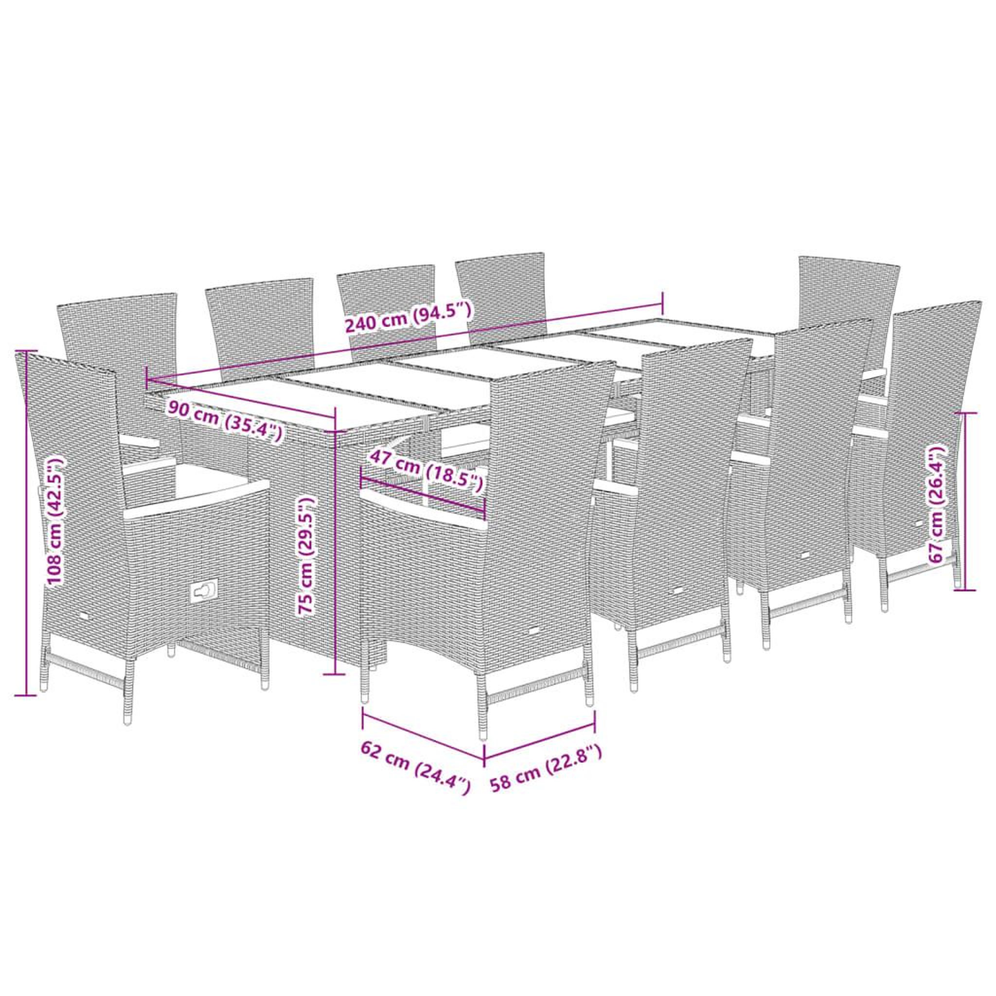 Voir la diapositive 6 : VIDAXL Ensemble a manger de jardin 11 pcs coussins noir resine tressee