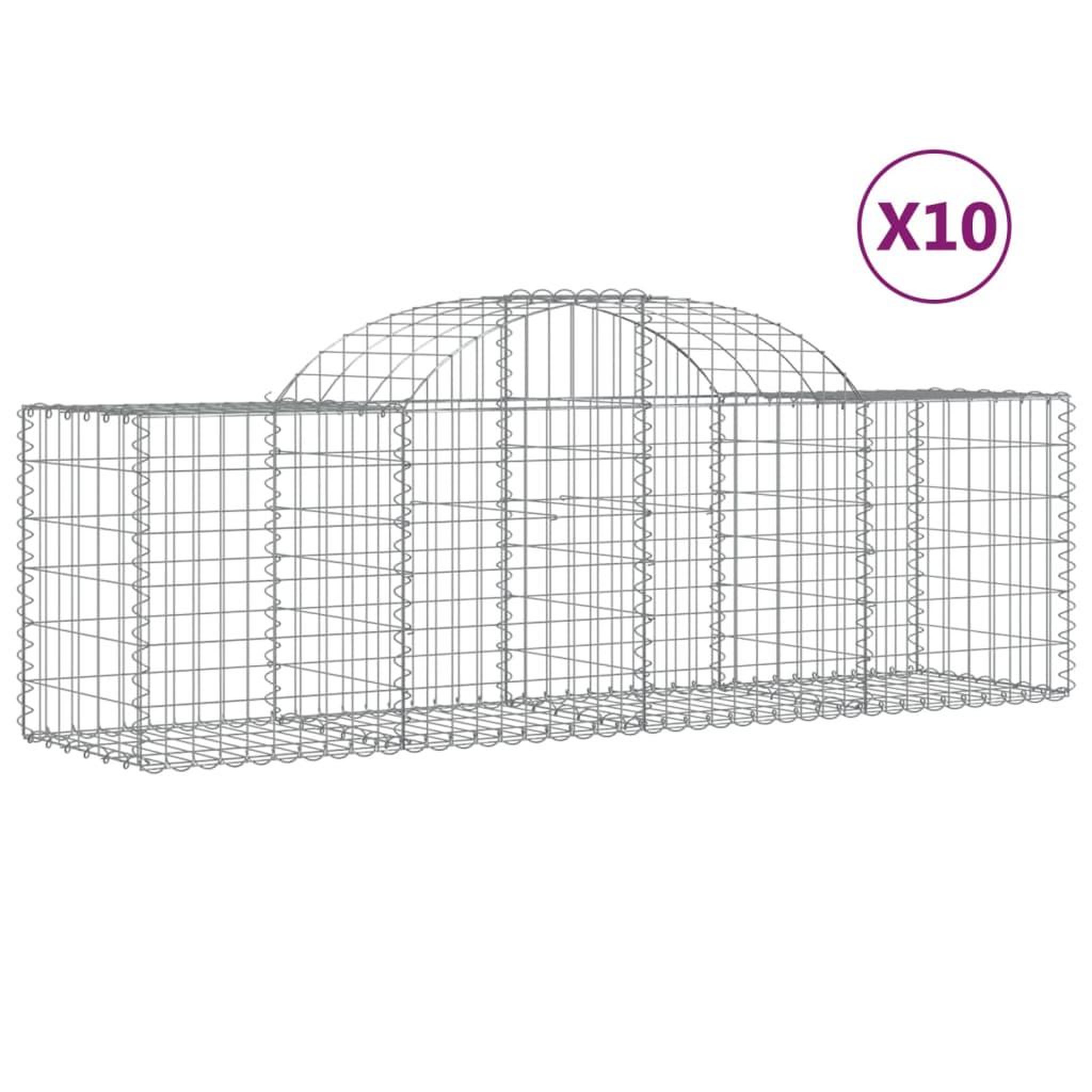 Voir la diapositive 2 : VIDAXL Paniers a gabions arques 10 pcs 200x50x60/80 cm Fer galvanise