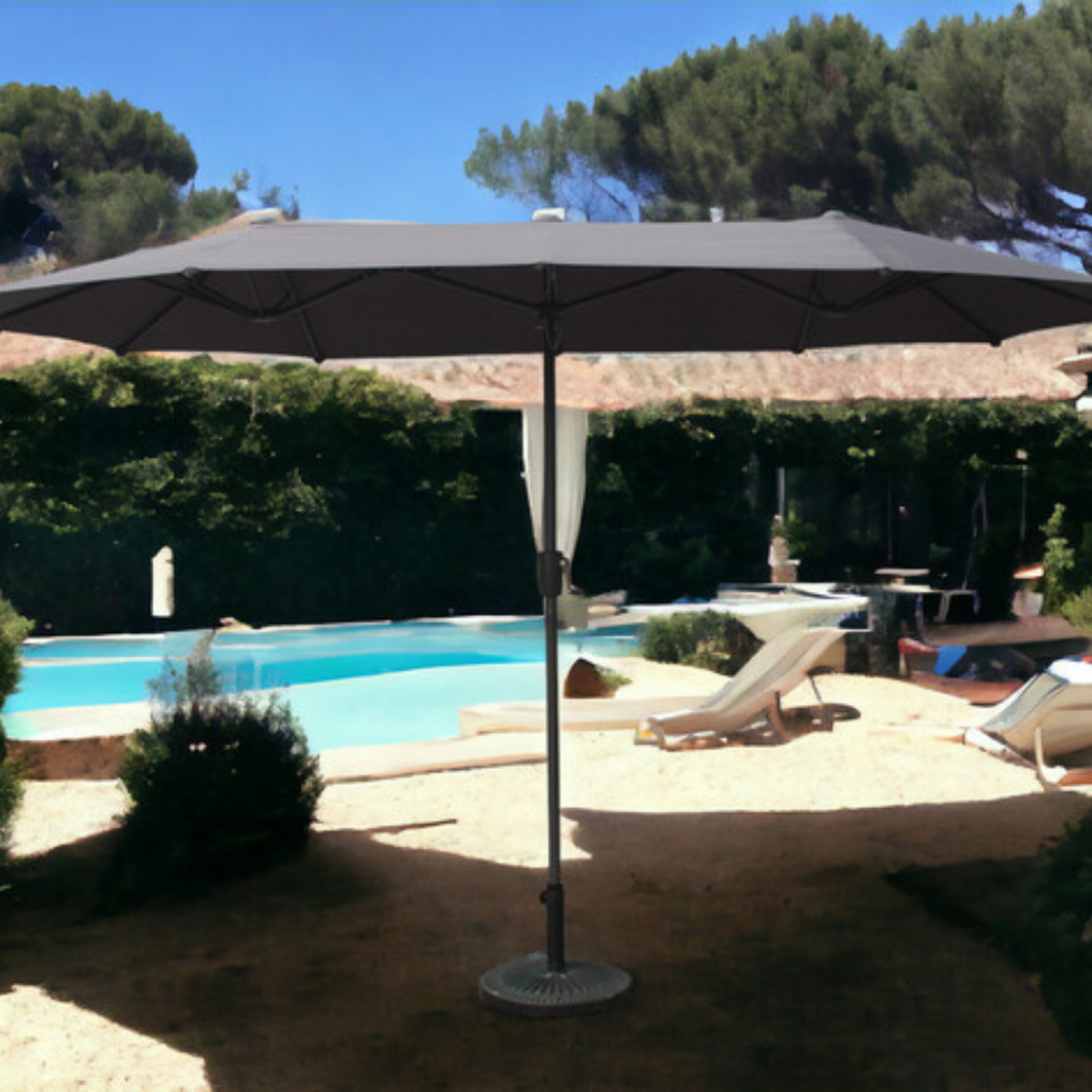 CONCEPT USINE Parasol double 2x4m gris SIENA
