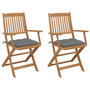 Voir la diapositive 1 : VIDAXL Chaises pliables de jardin lot de 2 avec coussins Bois d'acacia