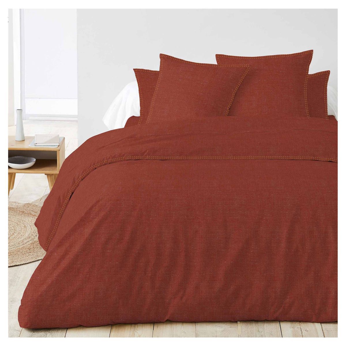 Housse de couette unie en coton lin YANNO