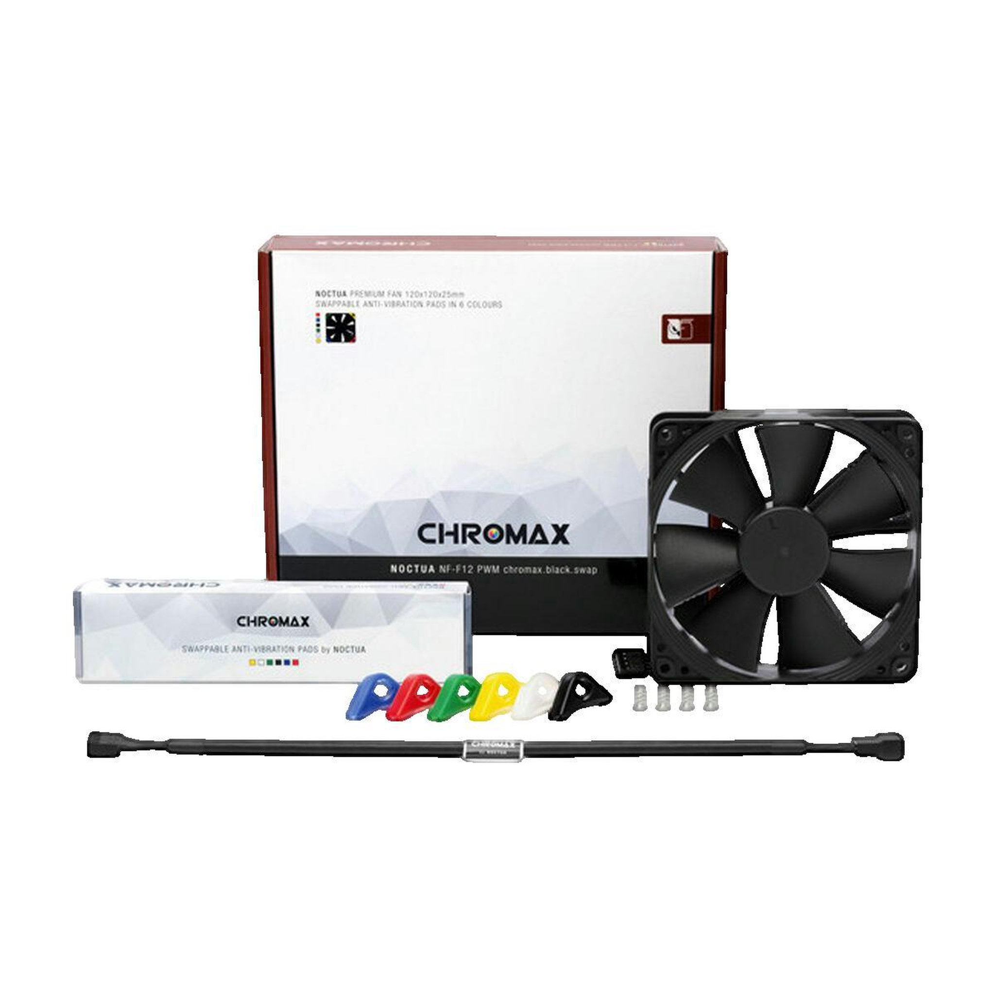 Voir la diapositive 2 : Noctua Ventilateur Noctua NF-F12 PWM chromax.black.swap 120 mm