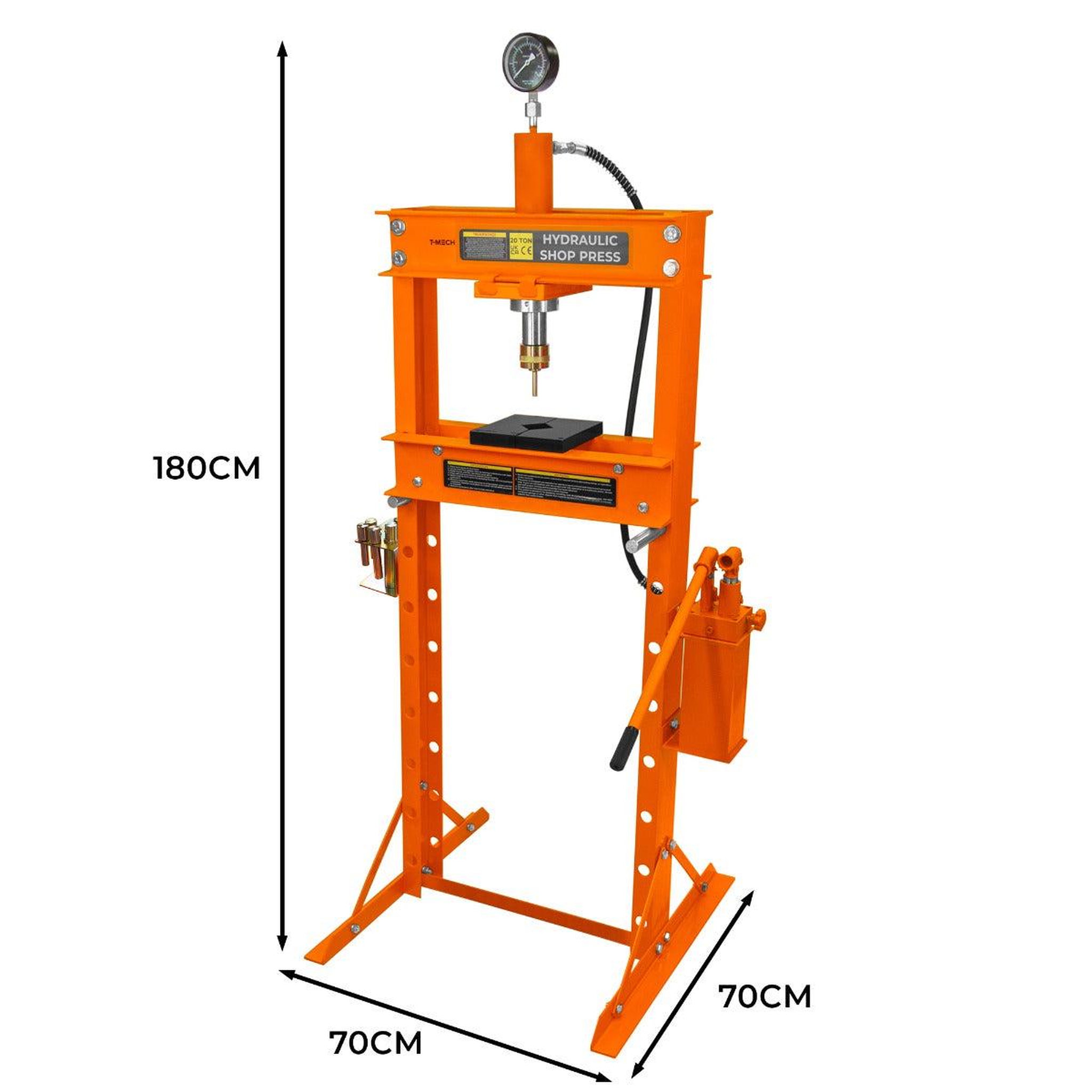 Voir la diapositive 5 : T-MECH Presse hydraulique d'atelier sur pieds - 20 tonnes