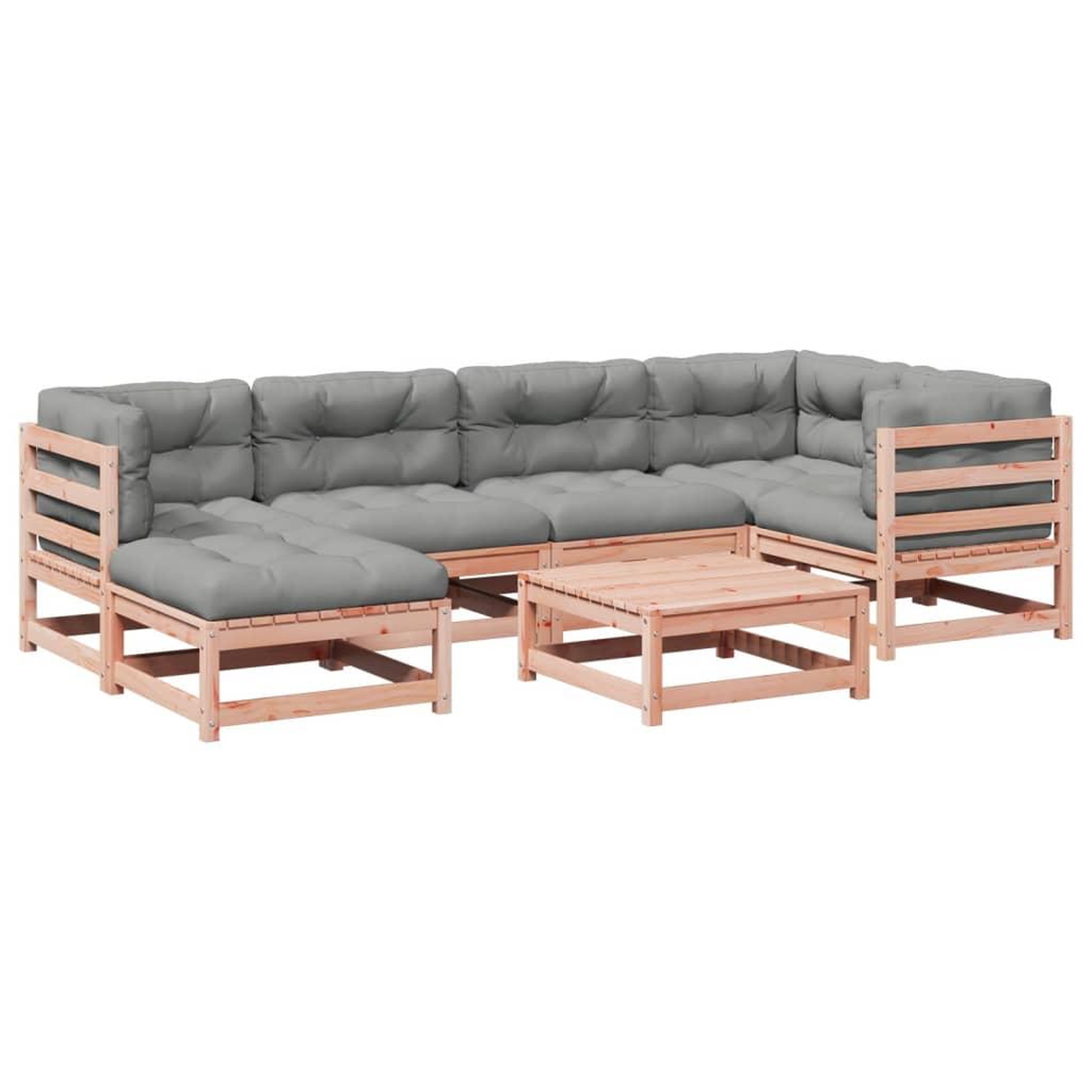 Voir la diapositive 2 : VIDAXL Salon de jardin 7 pcs et coussins bois massif sapin de douglas