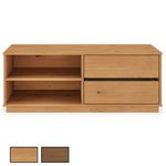 IDIMEX Meuble TV MAITE L 110 cm 2 tiroirs en bois massif. Coloris disponibles : Marron
