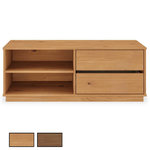 IDIMEX Meuble TV MAITE L 110 cm 2 tiroirs en bois massif. Coloris disponibles : Marron