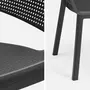SWEEEK Table de jardin en résine de synthèse - Julie.  Rectangulaire. graphite. 147cm + 6 fauteuils de jardin empilables  Elisa