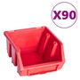 Voir la diapositive 2 : VIDAXL Kit de bacs de stockage et panneaux muraux 96 pcs Rouge et noir