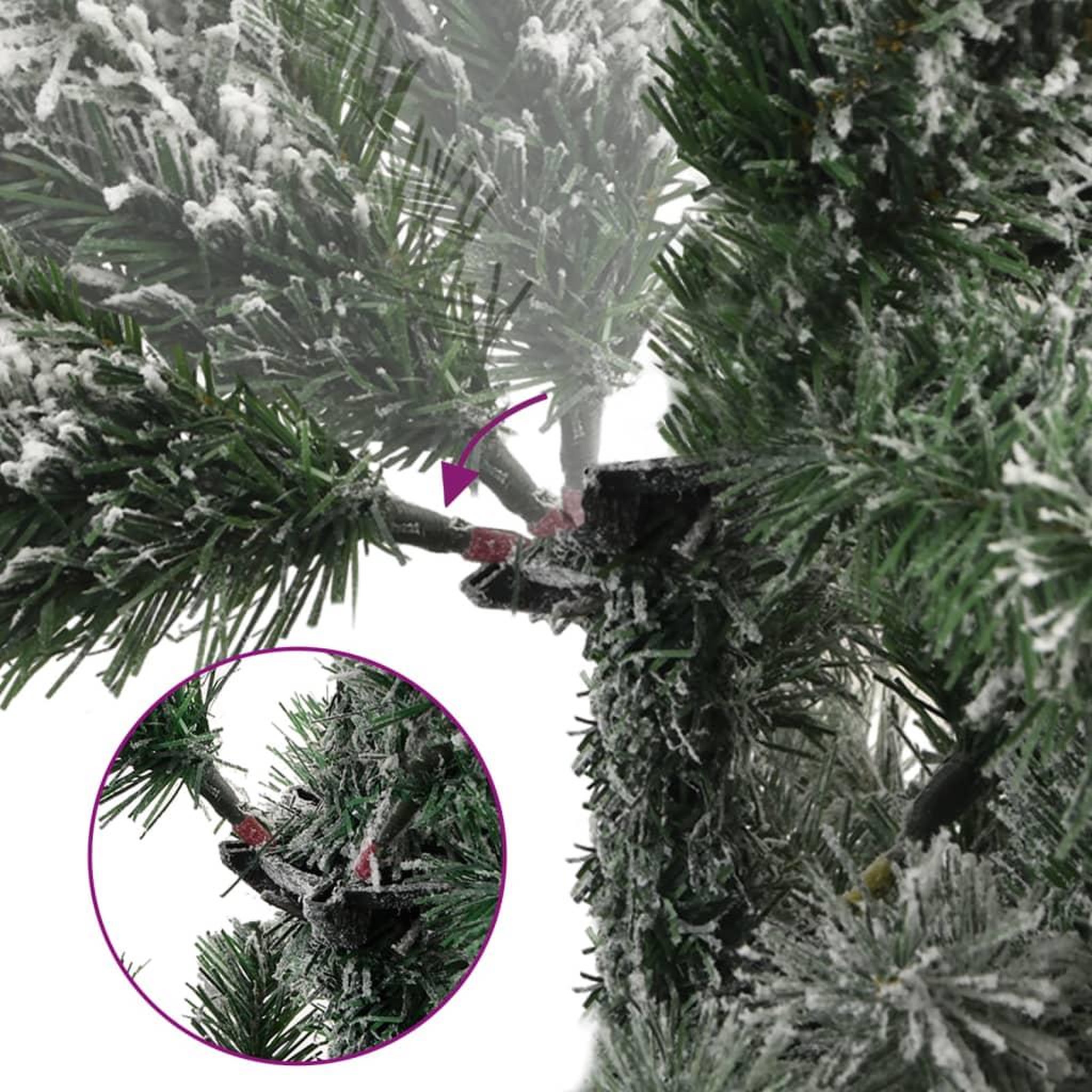 Voir la diapositive 3 : VIDAXL Sapin de Noël artificiel a charnieres avec neige floquee 210 cm