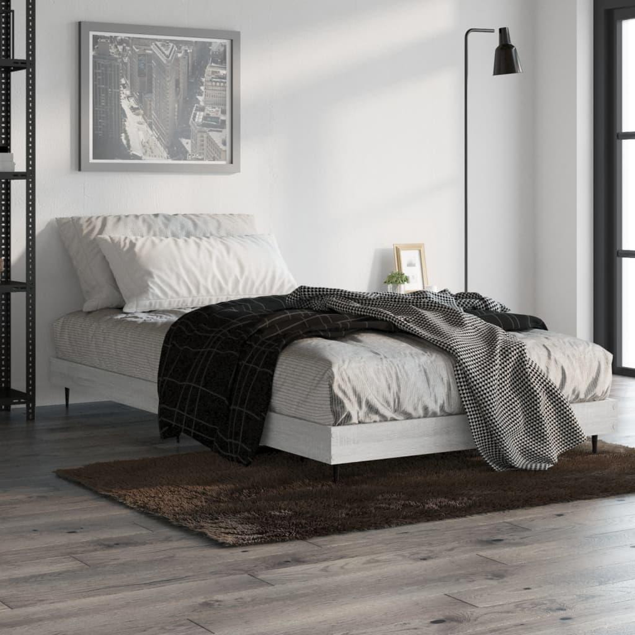 Voir la diapositive 4 : VIDAXL Cadre de lit sans matelas sonoma gris 90x200 cm