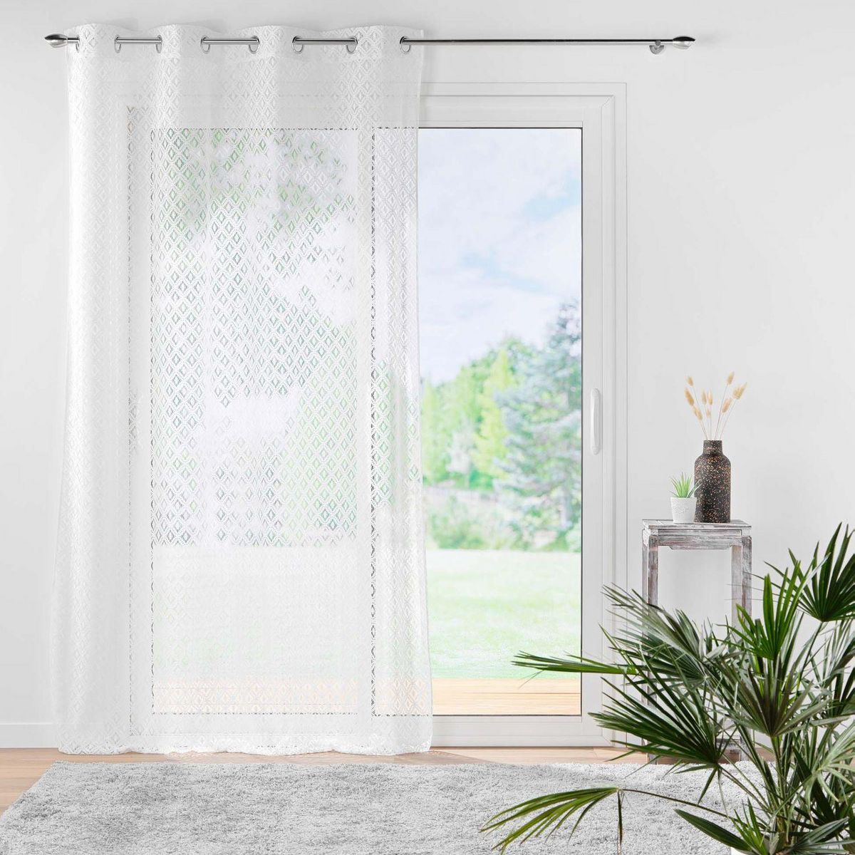 Douceur d'Intérieur Voilage maille Adèle - 140 x 240 cm - Blanc