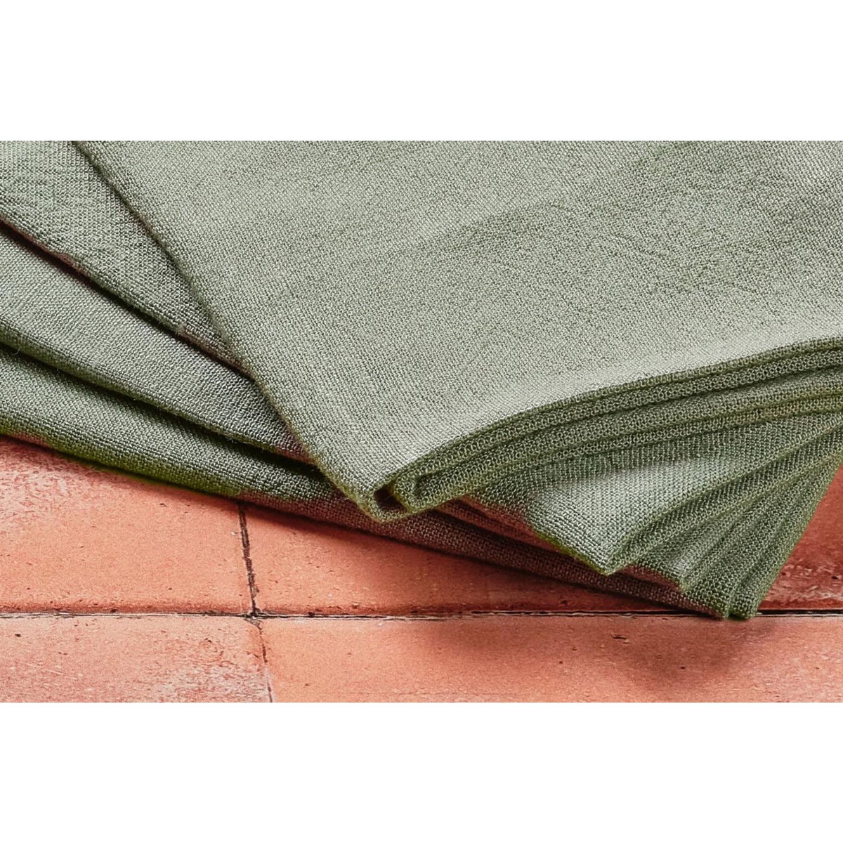 BJORN Serviette de table - 6 pièces - Lin et coton vert de gris