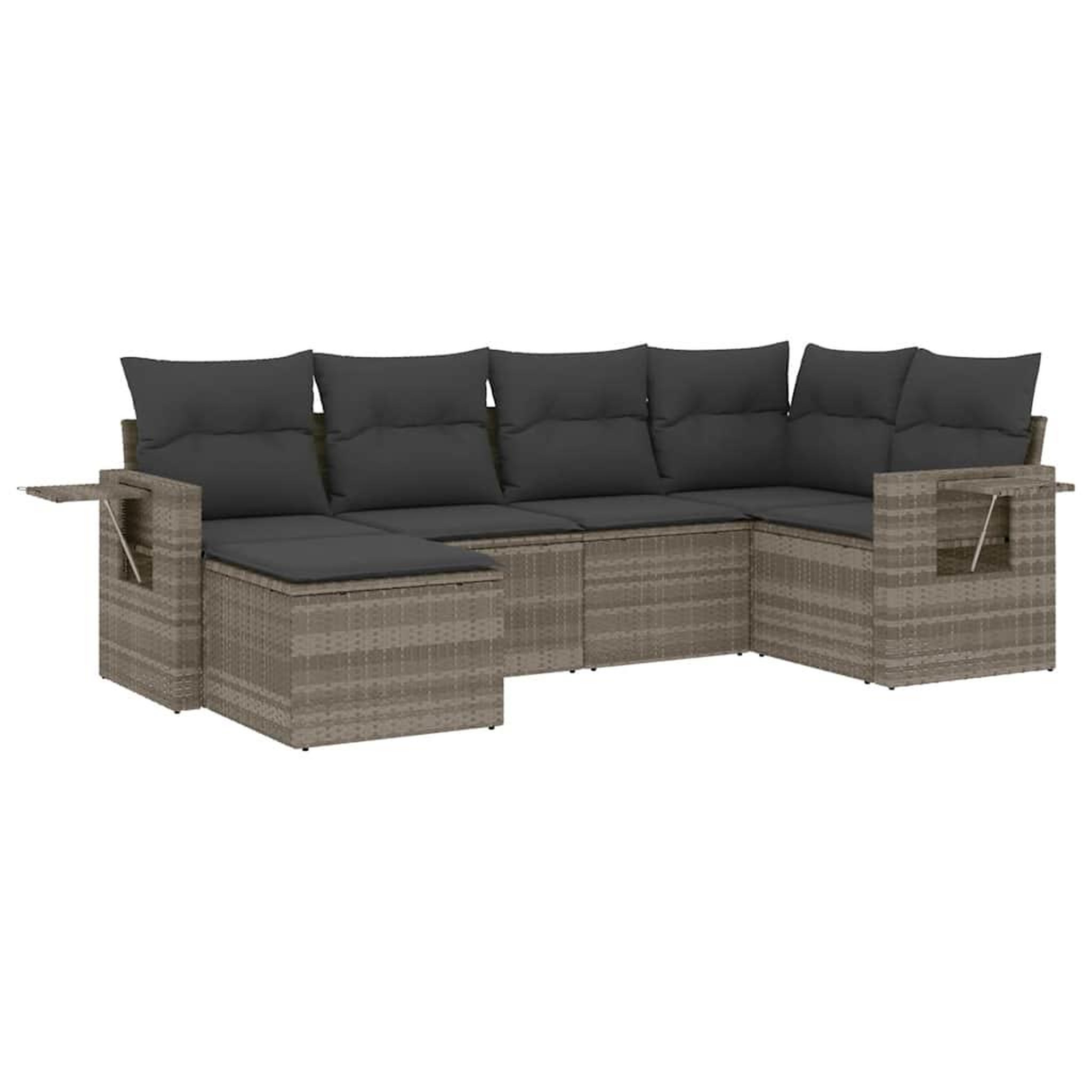 Voir la diapositive 2 : VIDAXL Salon de jardin 6 pcs avec coussins gris clair resine tressee