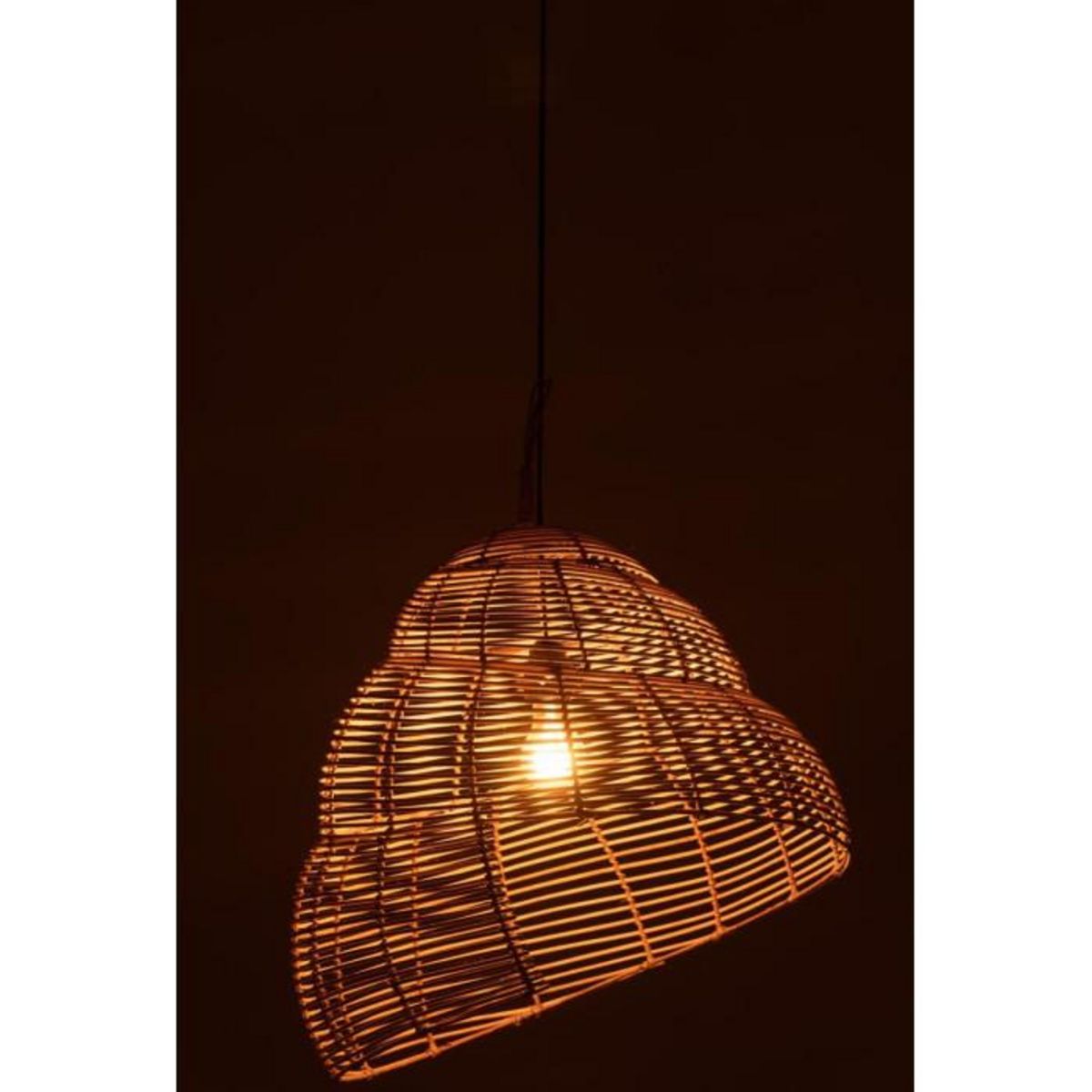Paris Prix Lampe Suspension Bambou  Escargot  55cm Naturel