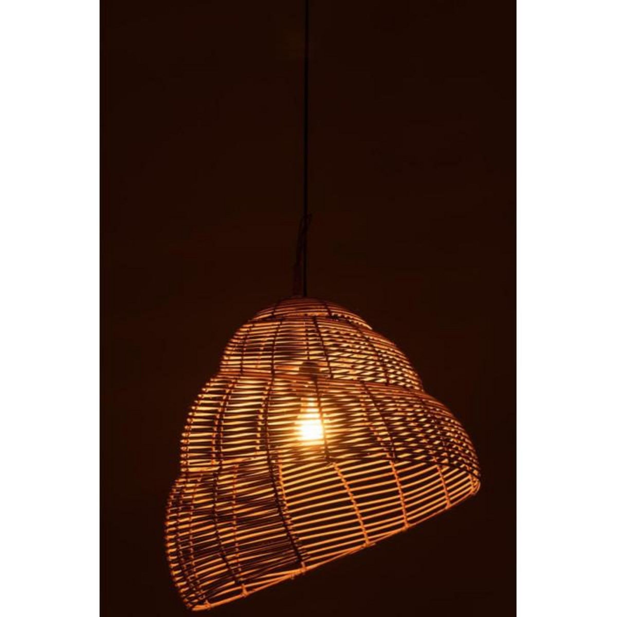 Paris Prix Lampe Suspension Bambou  Escargot  55cm Naturel