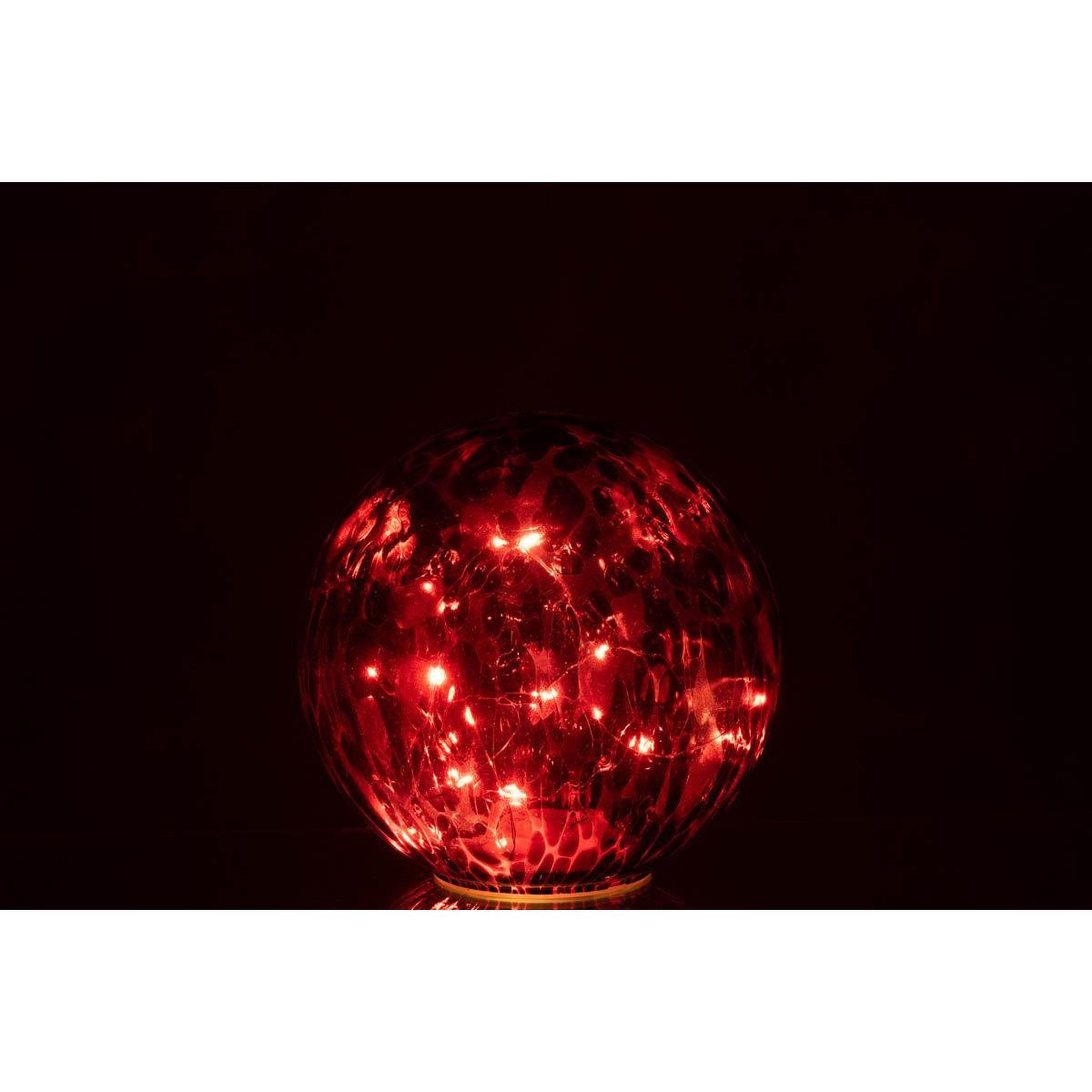 Voir la diapositive 3 : J-LINE Boule led en verre tacheté  preston  20cm rouge