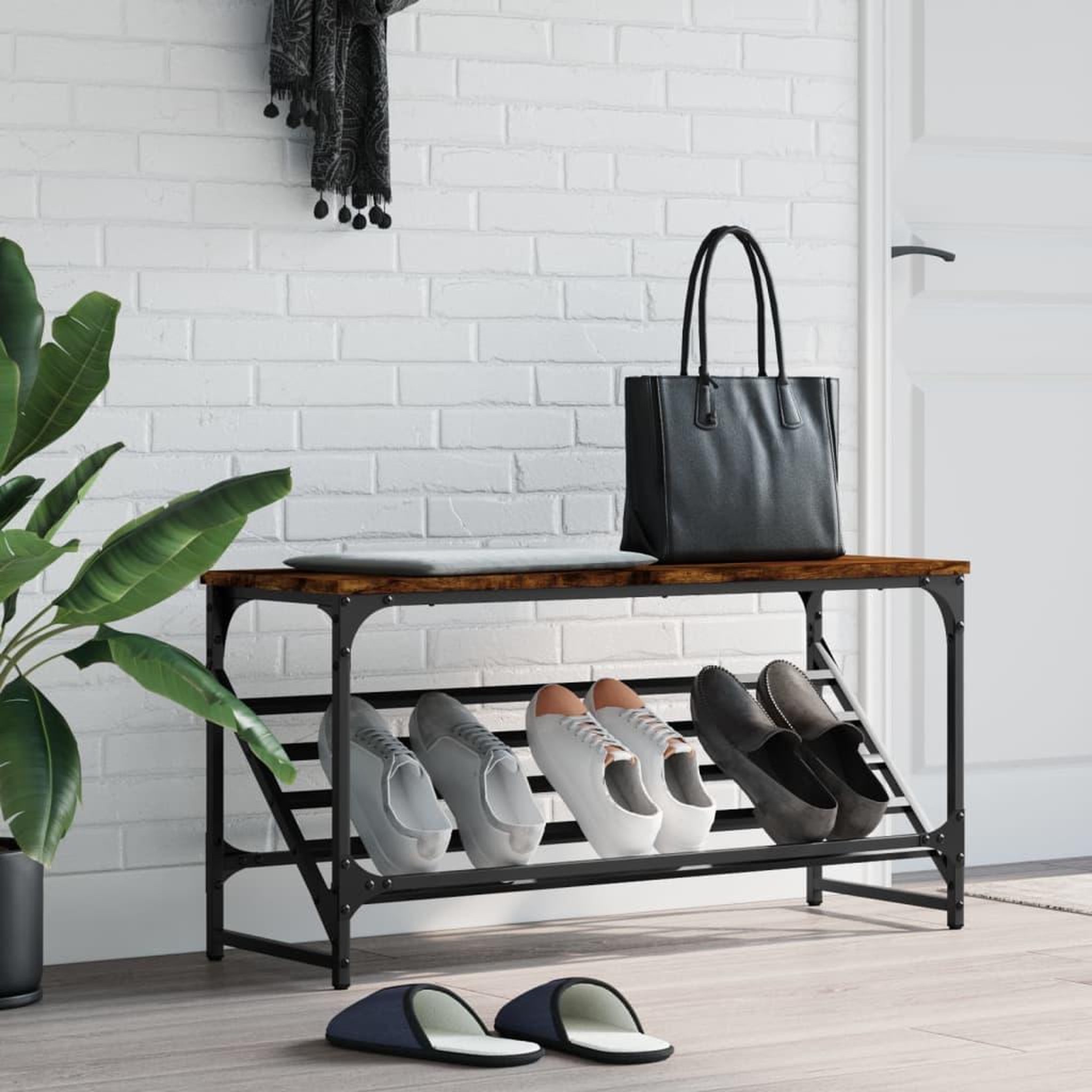 VIDAXL Etagere a chaussures chene fume 90x30x45 cm bois d'ingenierie