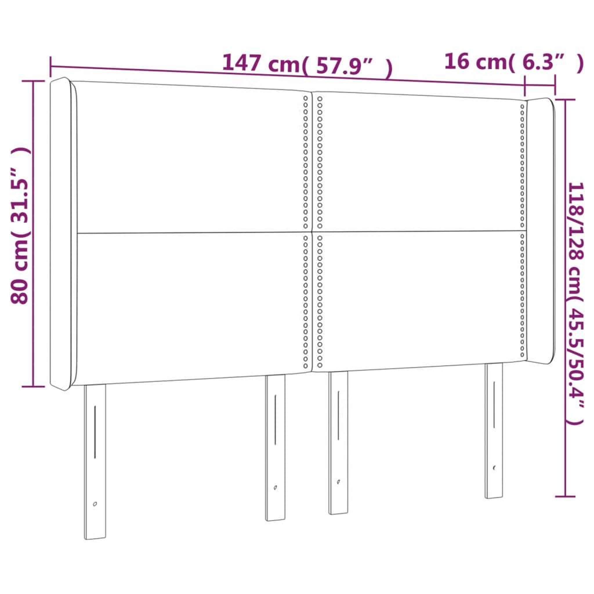 Voir la diapositive 6 : VIDAXL Tete de lit avec oreilles Marron 147x16x118/128 cm Similicuir