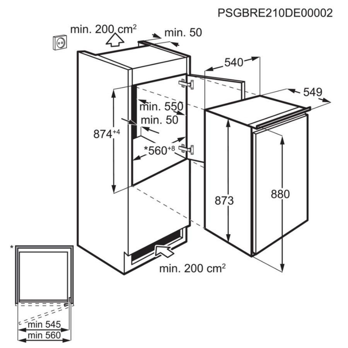 ELECTROLUX Réfrigérateur 1 porte intégrable à glissière 142l - LRB2AE88S