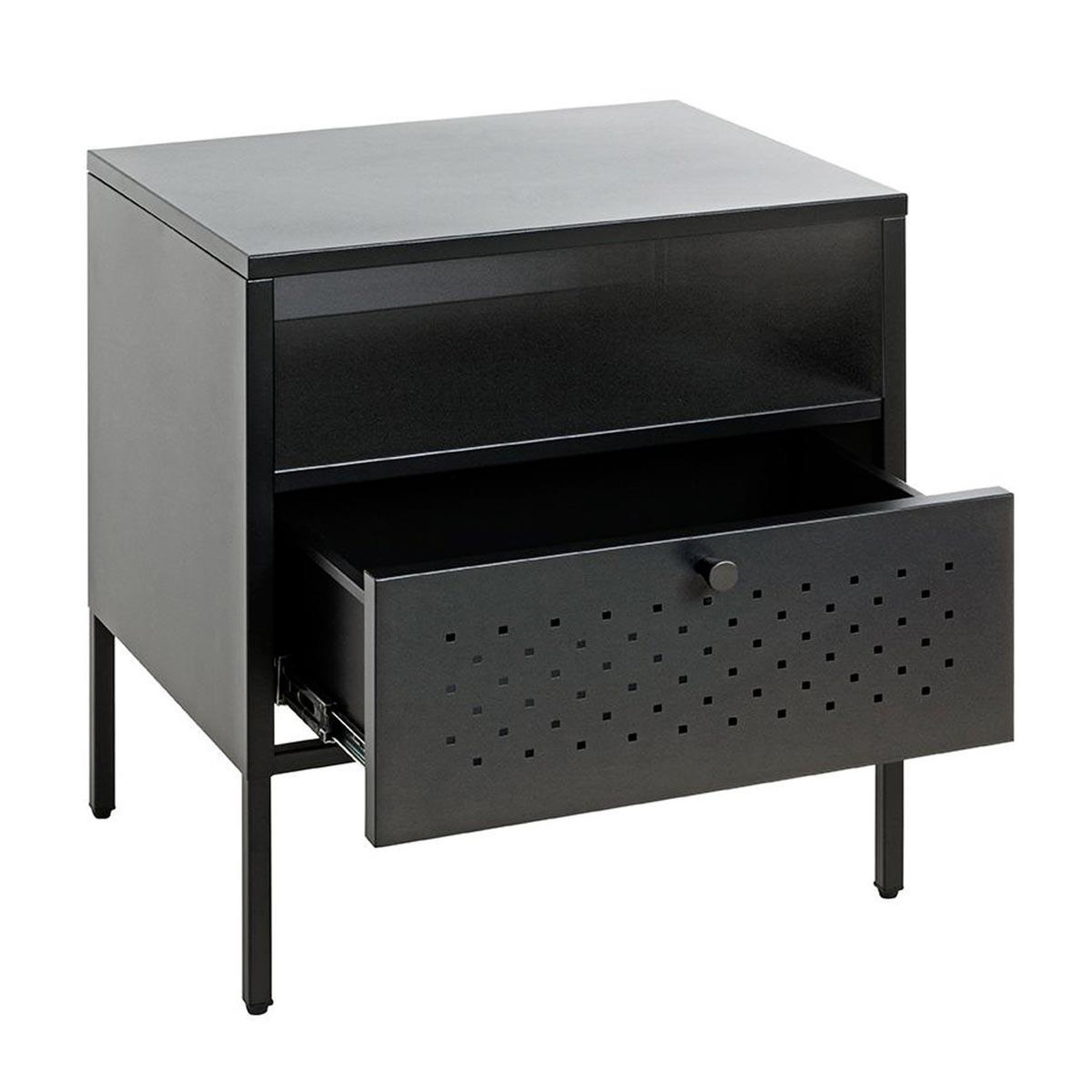 Voir la diapositive 2 : Paris Prix Table de chevet 1 tiroir  boston  50cm noir