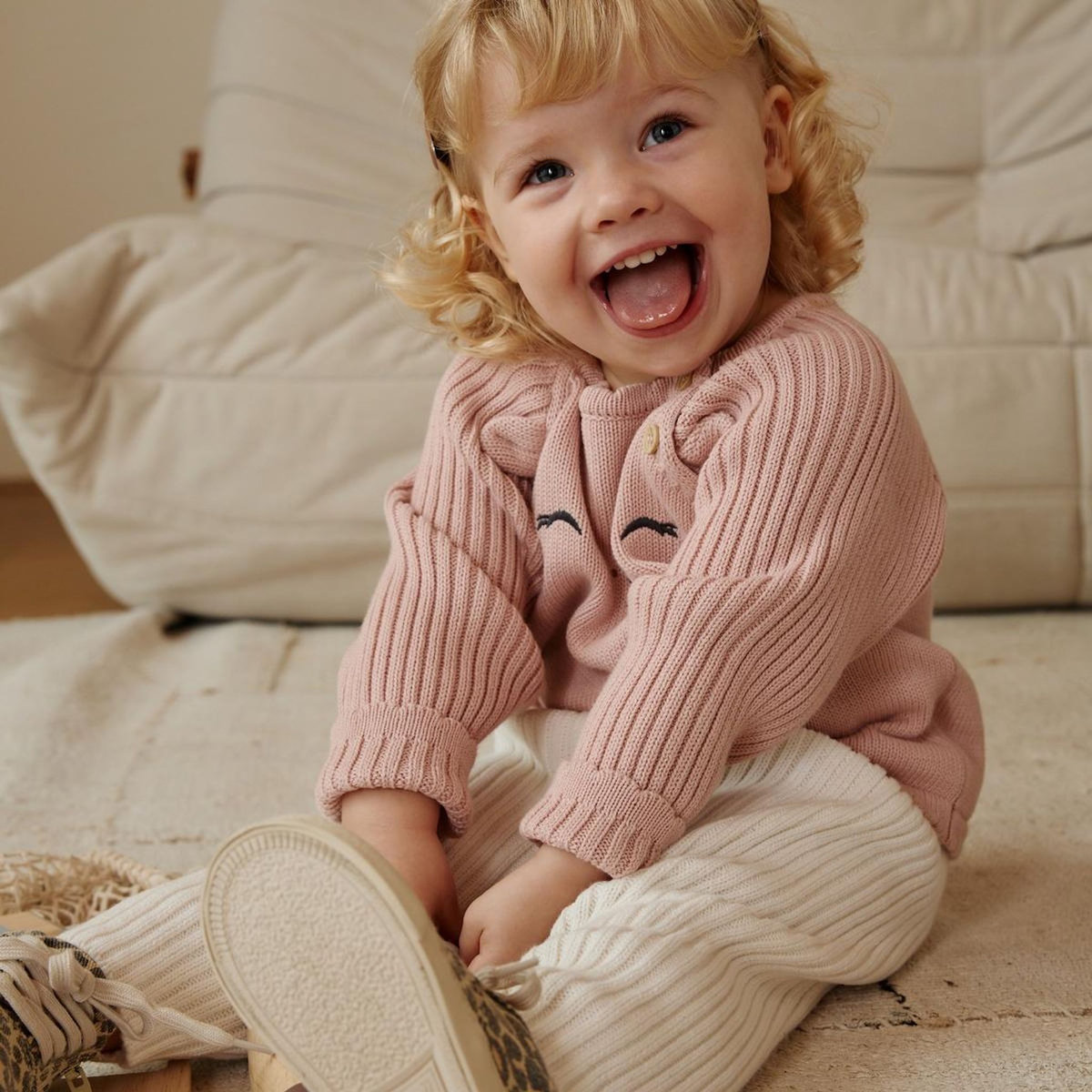 Petit Béguin Ensemble bébé pull et legging en tricot Swan