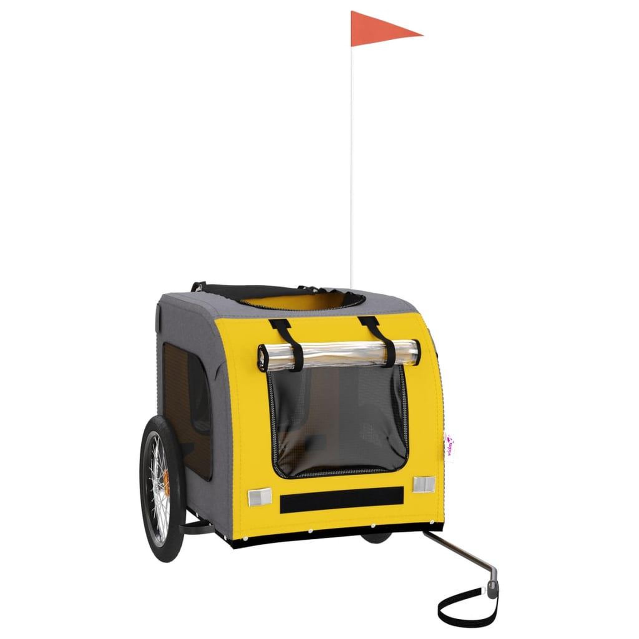 Voir la diapositive 3 : VIDAXL Remorque de velo pour animaux de compagnie jaune et gris
