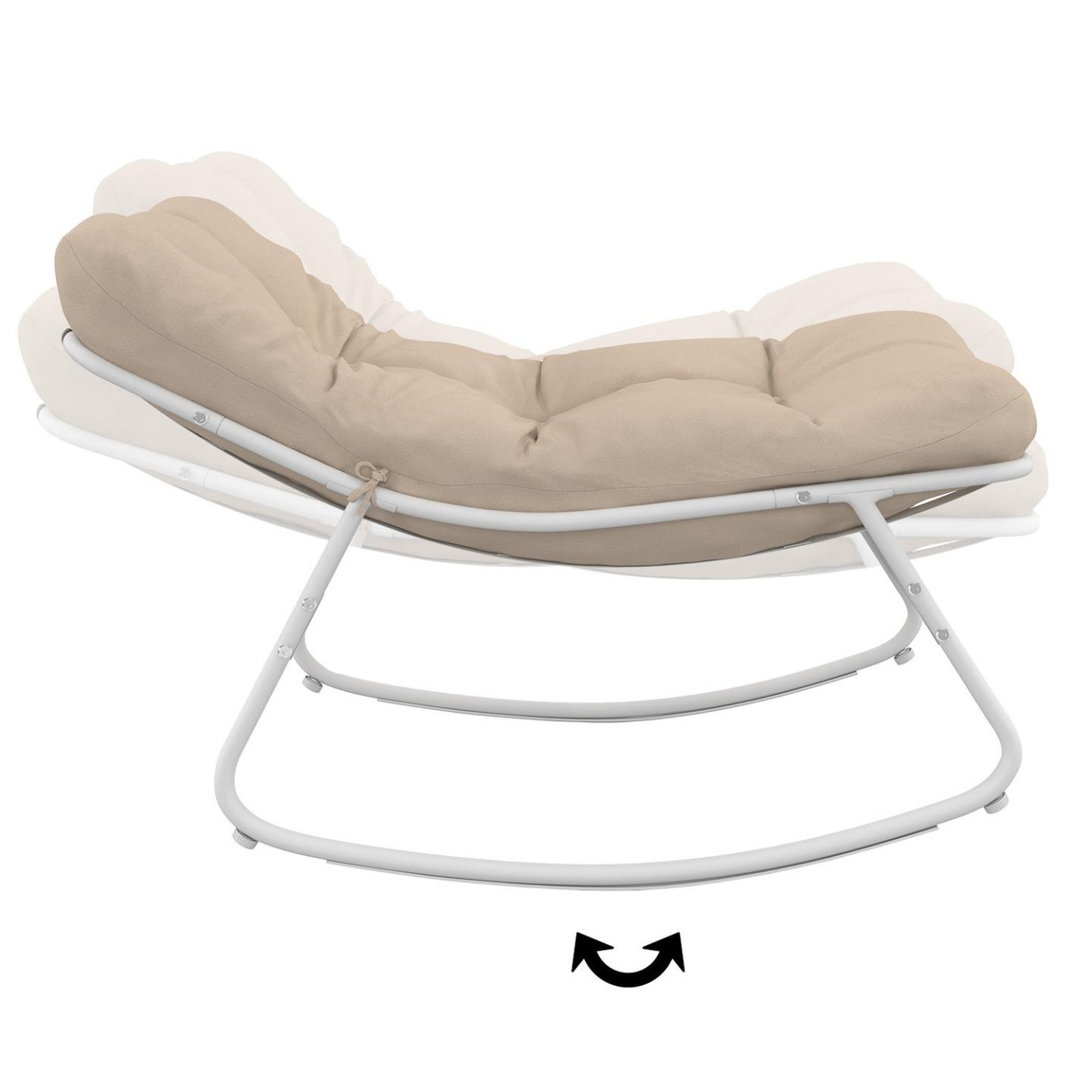 Voir la diapositive 5 : ID MARKET Lot de 2 fauteuils de jardin à bascule arona blanc coussin beige