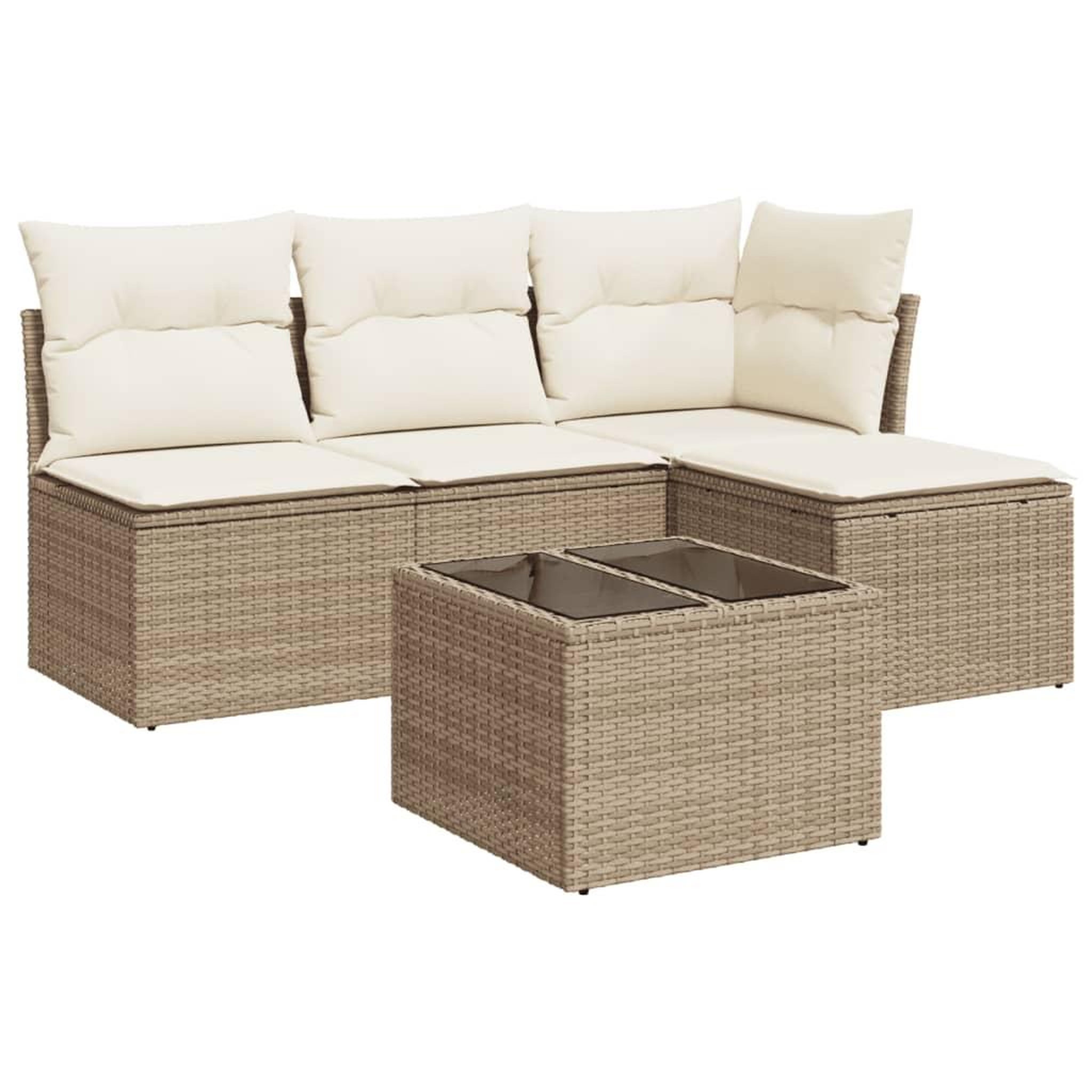 Voir la diapositive 2 : VIDAXL Salon de jardin avec coussins 5 pcs beige resine tressee