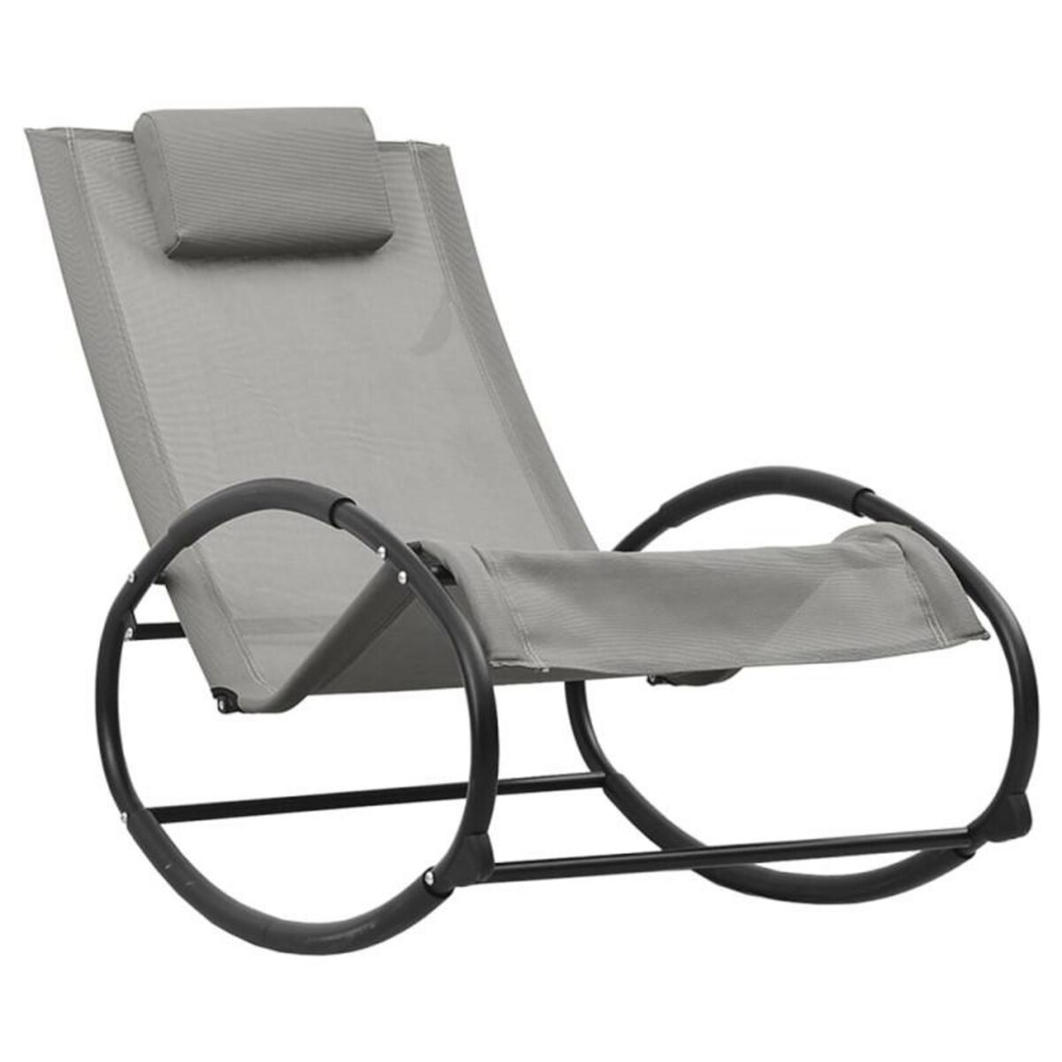 VIDAXL Chaise longue avec oreiller acier et textilène gris