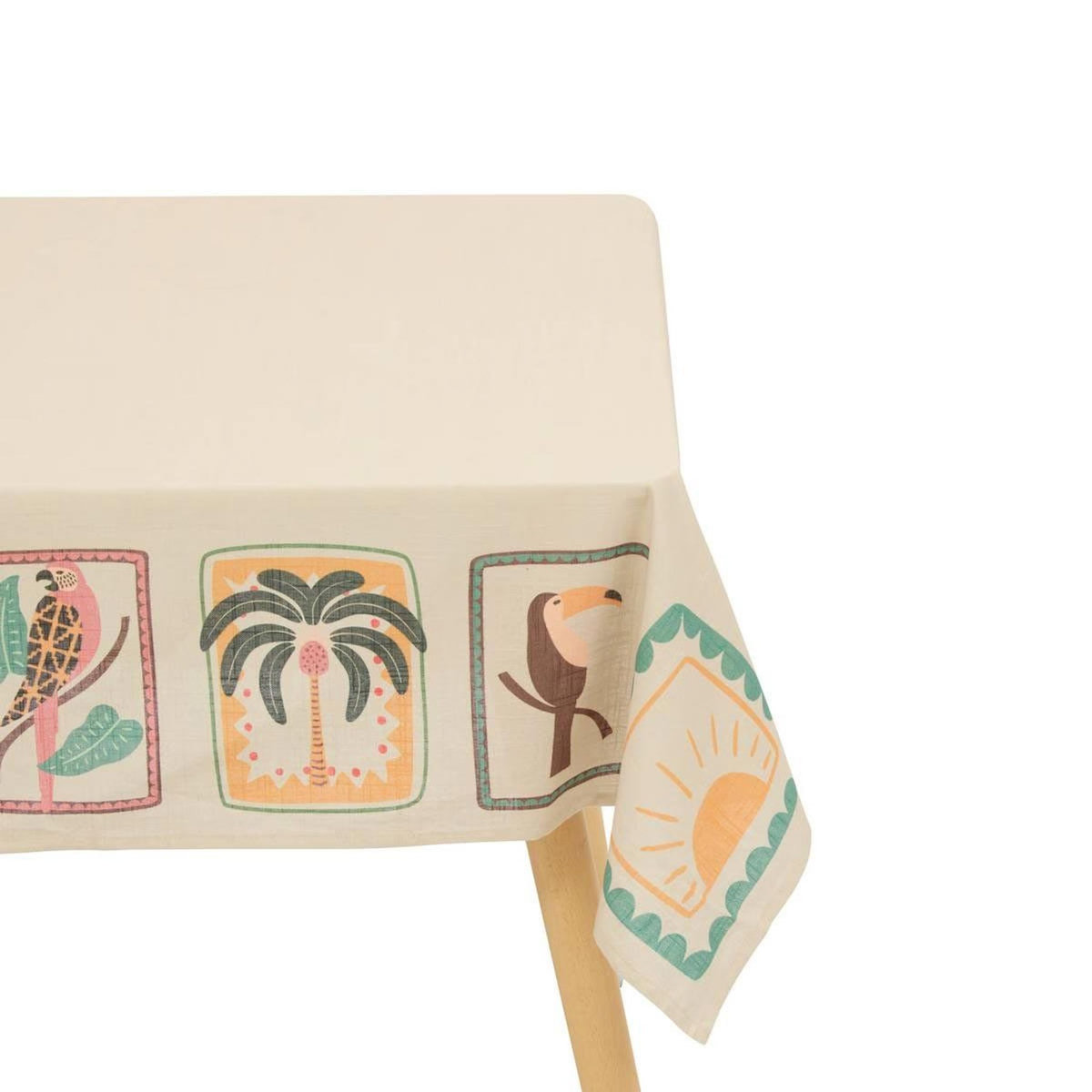 ATMOSPHERA Nappe Imprimé  Tropical  140x240cm Beige Lin