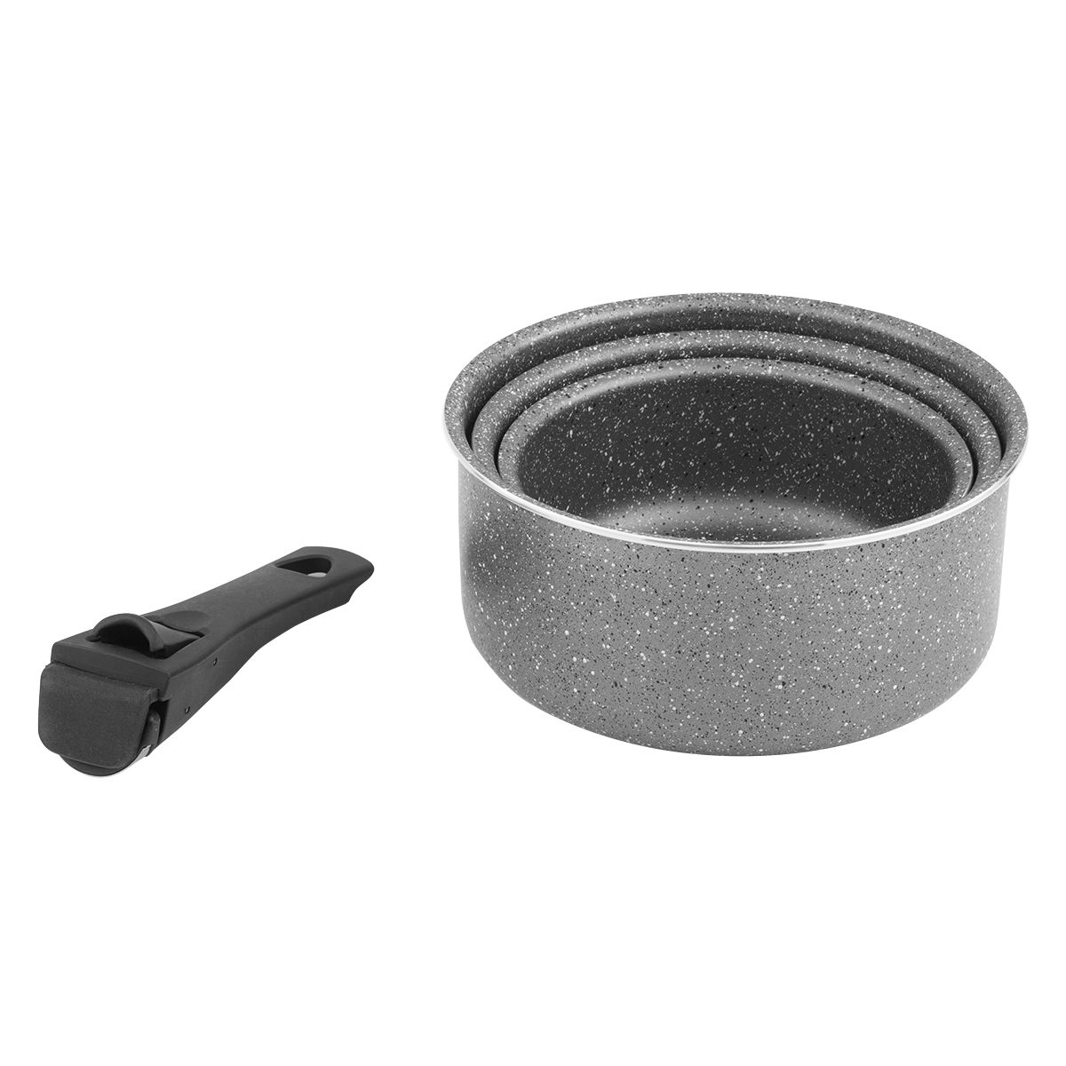 Set de 3 casseroles 16/18/20 cm + poignée amovible