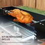 Voir la diapositive 5 : OUTSUNNY Barbecue charbon tourne broche grille - 2 tablettes latérales rabattables - acier inox noir