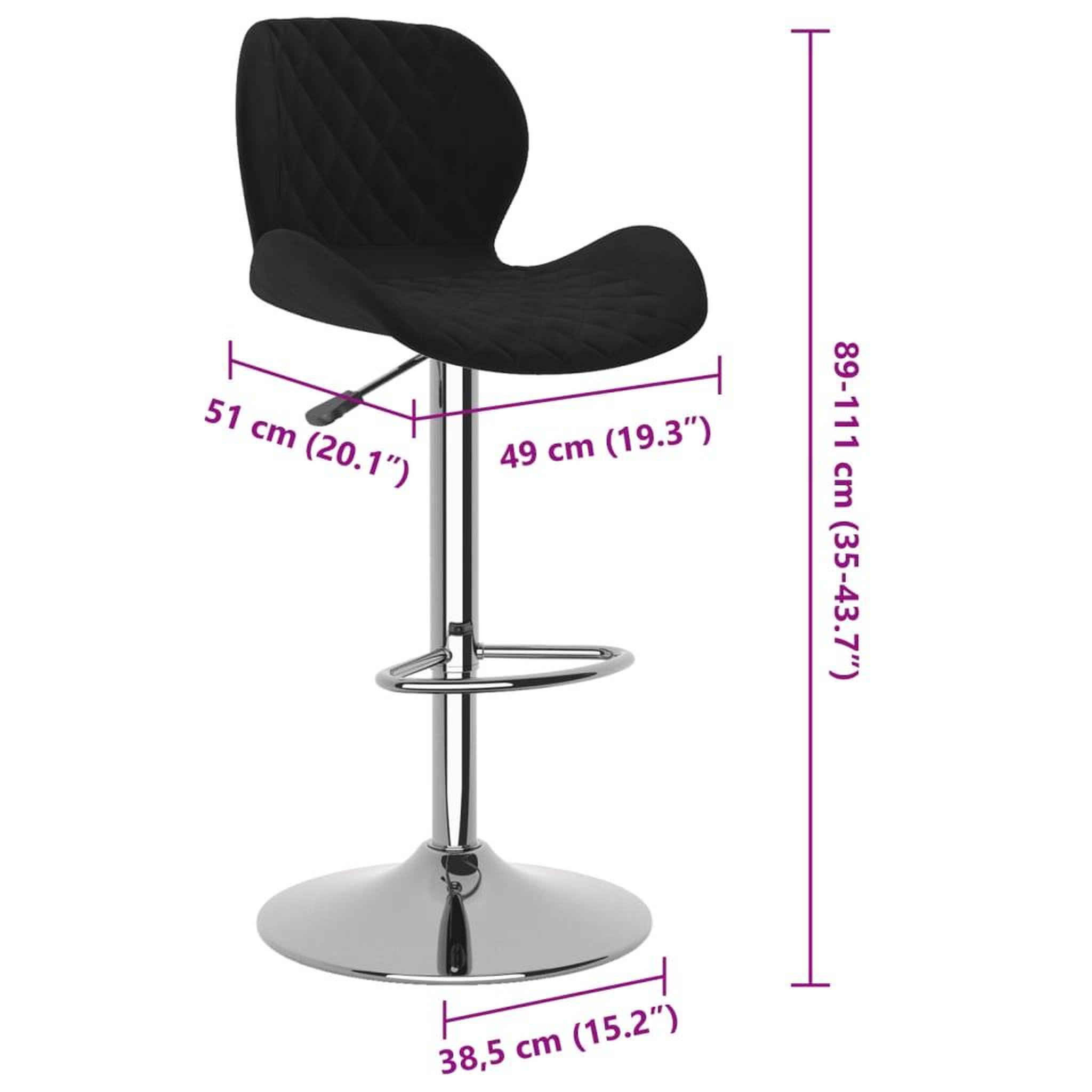 Voir la diapositive 6 : VIDAXL Tabourets de bar lot de 2 noir velours
