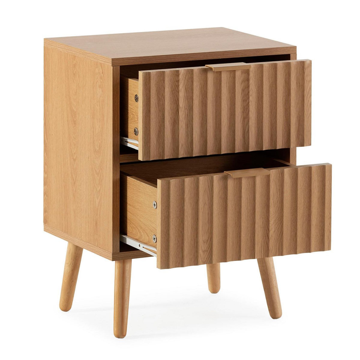 VS VENTA-STOCK Table de chevet Lluvia 2 tiroirs couleur chêne