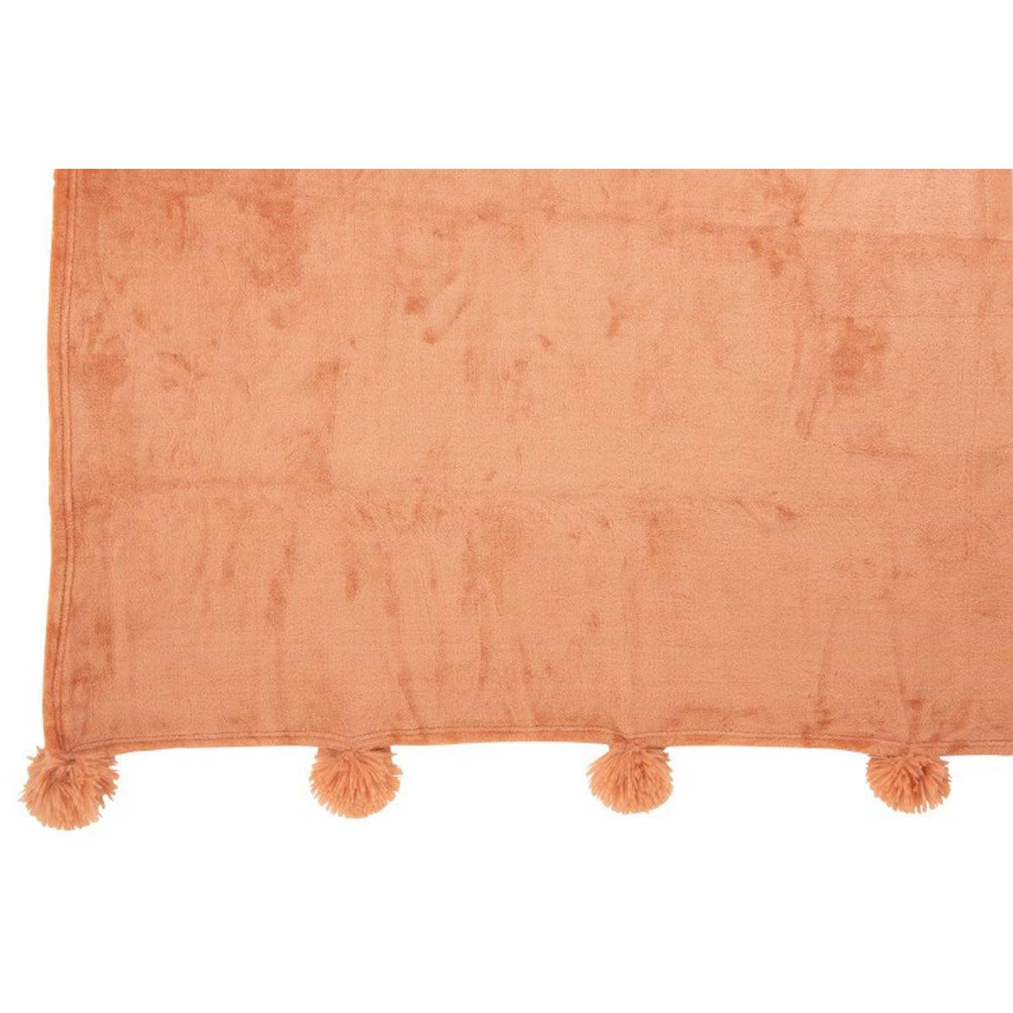 Voir la diapositive 2 : J-LINE Plaid déco à pompons  polyes  130x170cm vieux rose