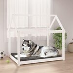 VIDAXL Lit pour chien Blanc 111x80x100 cm Bois de pin solide