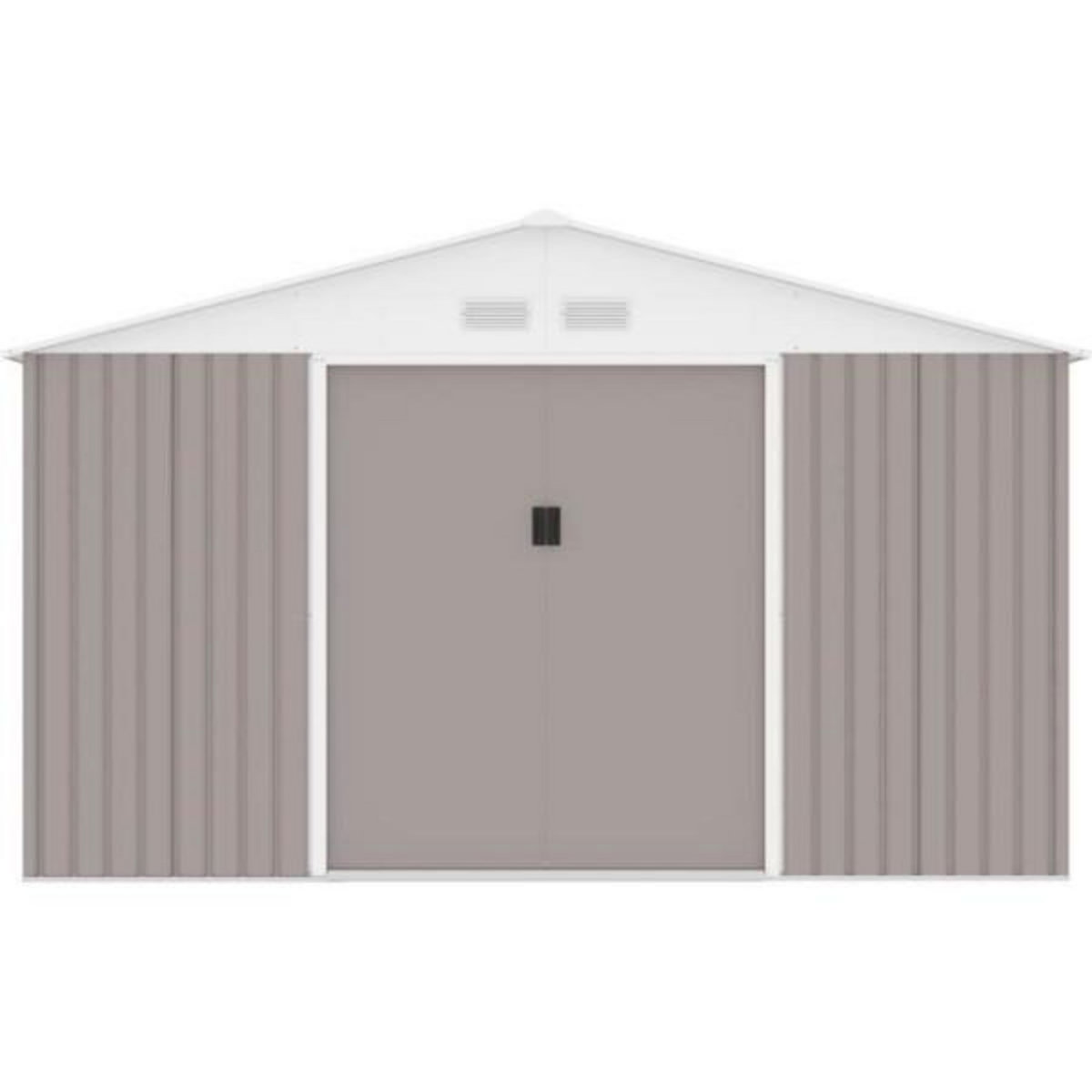 MARKET24 NEPTUNE Abri de jardin en métal 12,99 m² - 340 x 382 x 210 cm - Kit d'ancrage inclus, 2 portes coulissantes - Taupe