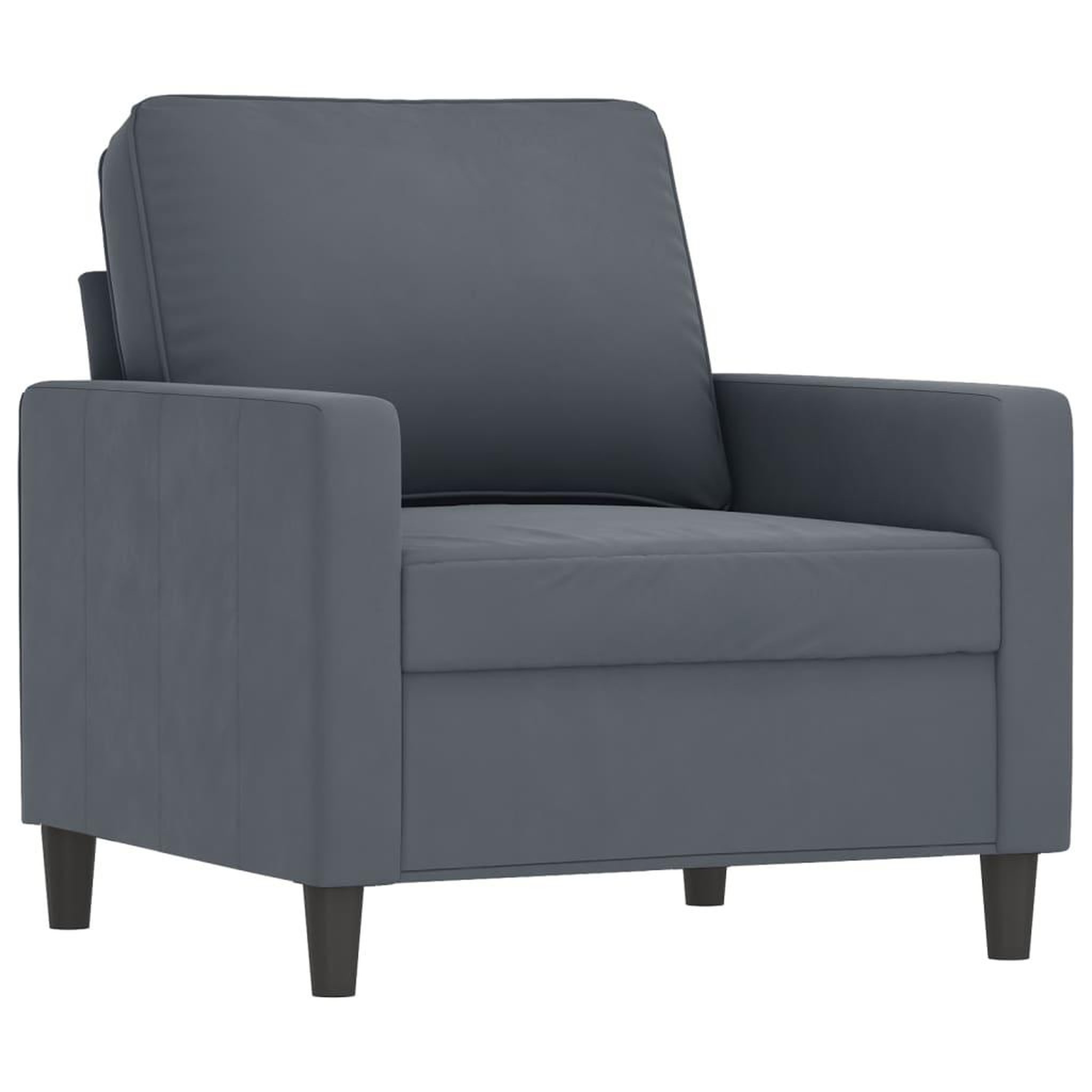 Voir la diapositive 3 : VIDAXL Ensemble de canapes 4 pcs avec coussins Gris fonce Velours
