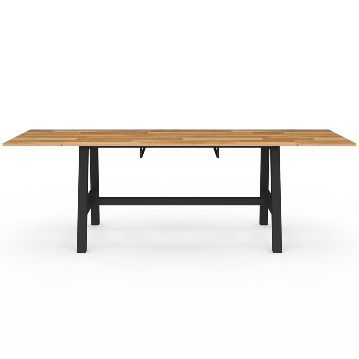 ID MARKET Table à manger extensible rectangle MADELEINE 6-12 personnes bois et métal noir 160-240 cm