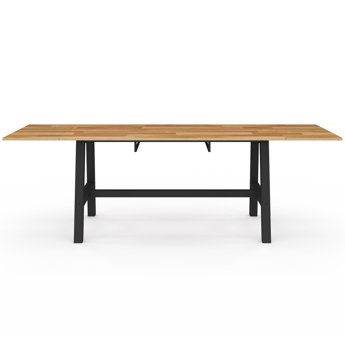 ID MARKET Table à manger extensible rectangle MADELEINE 6-12 personnes bois et métal noir 160-240 cm