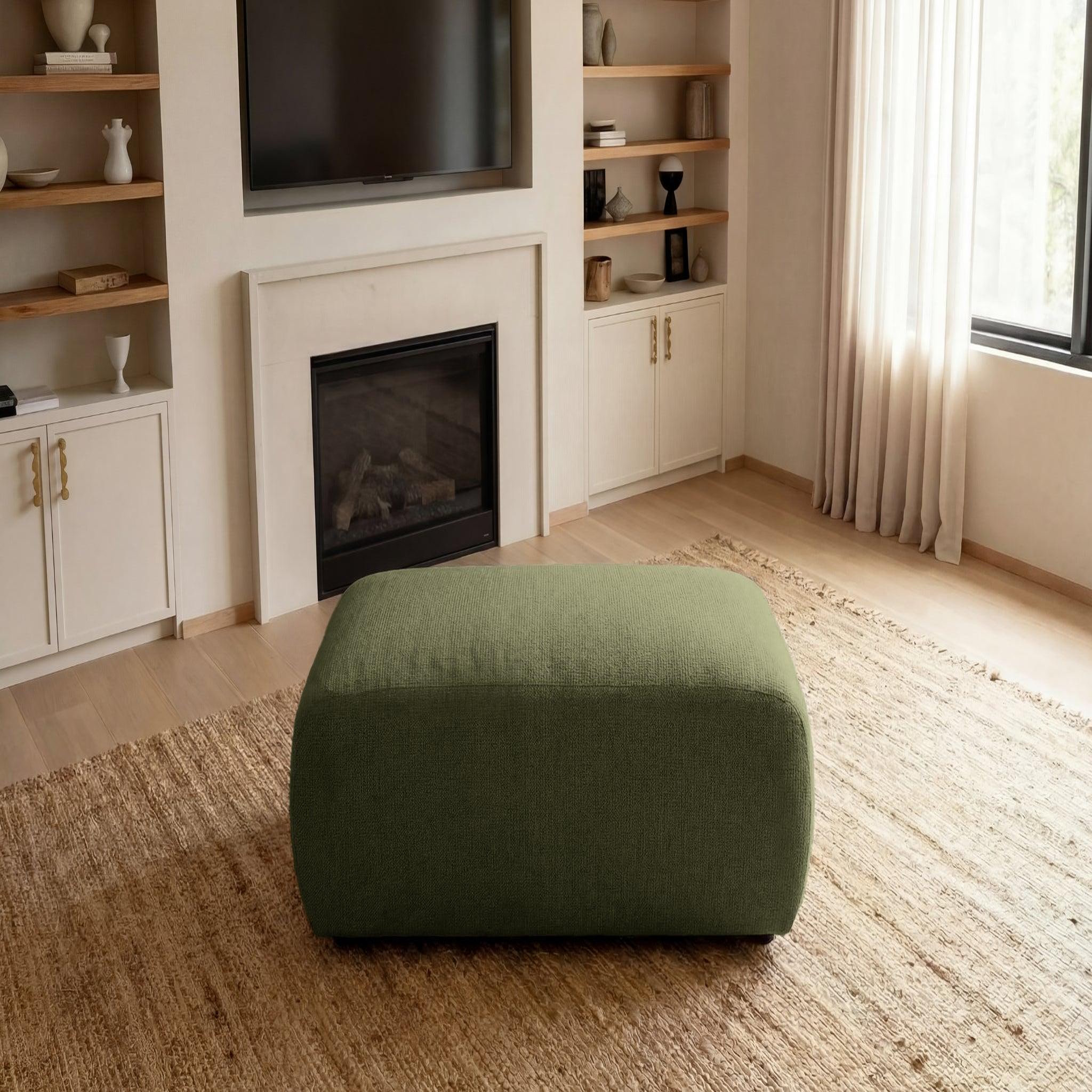 Voir la diapositive 5 : CASANOVA PARIS Sacha - pouf en tissu chiné 105x57x40