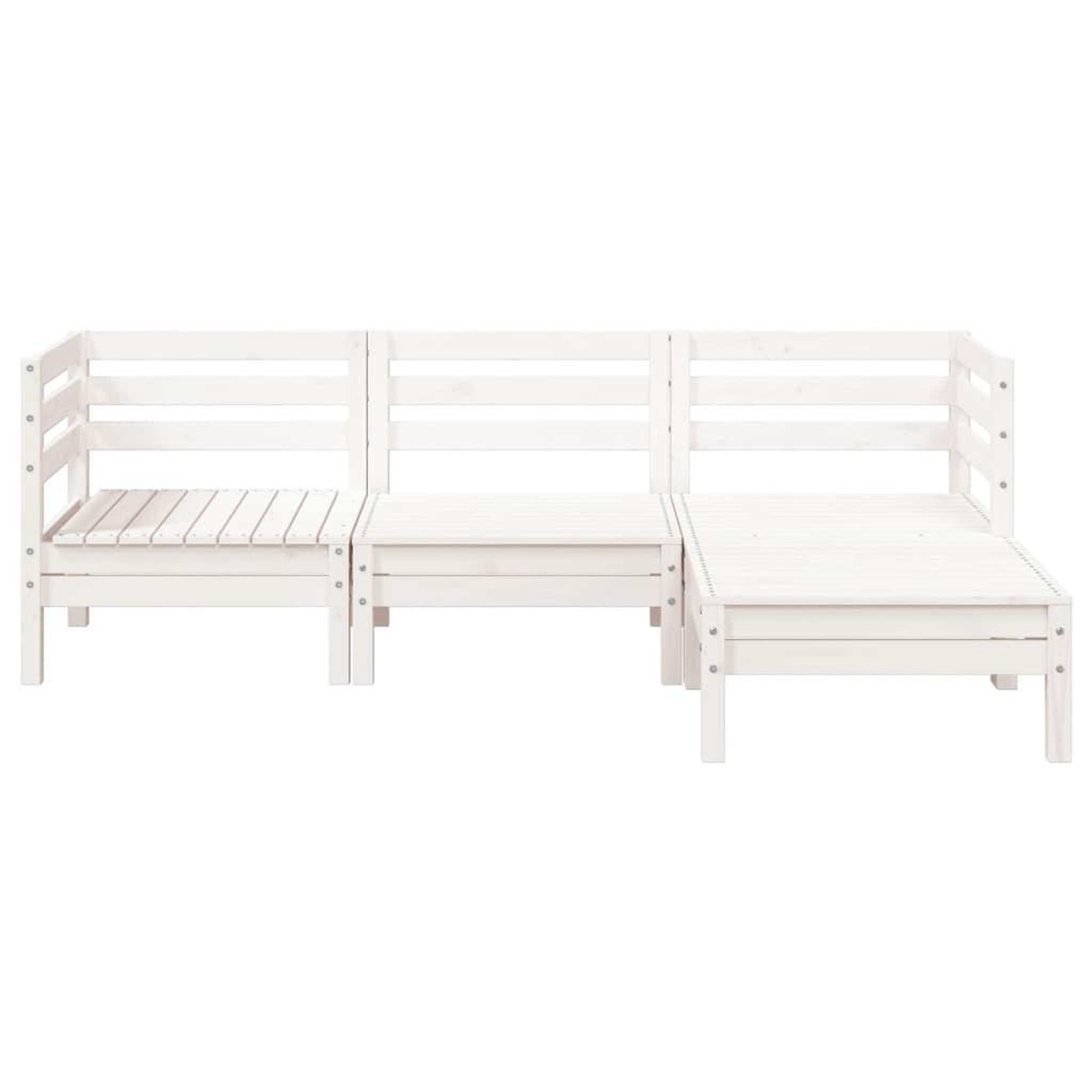 Voir la diapositive 4 : VIDAXL Canape de jardin 3 places et repose-pied blanc bois pin massif