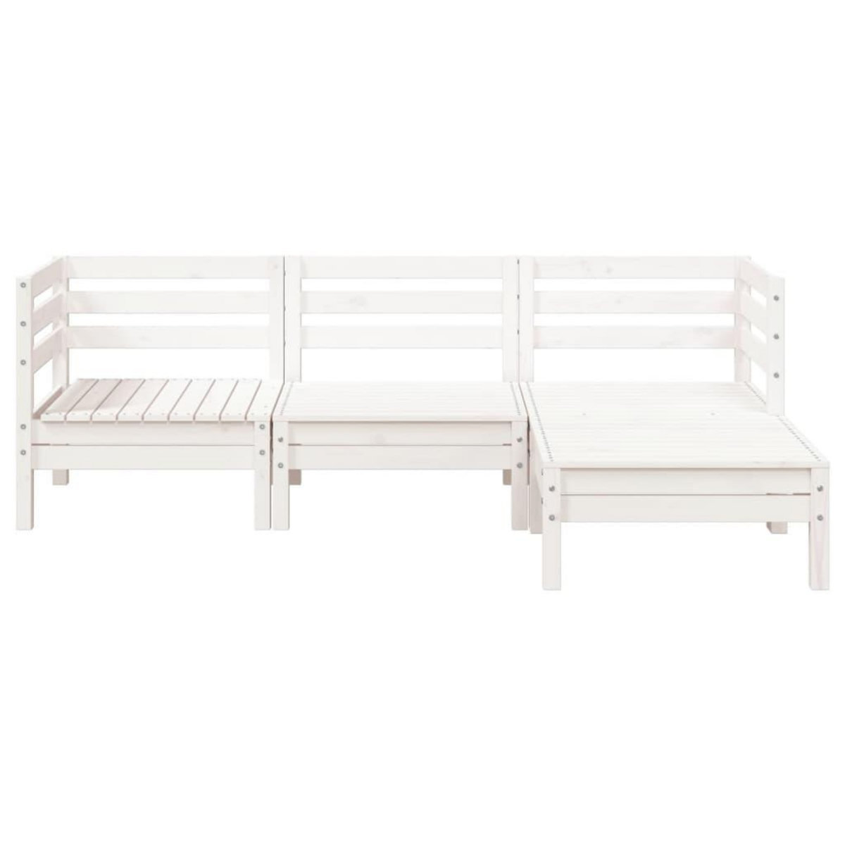 VIDAXL Canape de jardin 3 places et repose-pied blanc bois pin massif