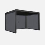 SWEEEK Pergola bioclimatique aluminium 3x4m + 2 stores 3m + 1 store 4m Triomphe. Coloris disponibles : Blanc, Gris