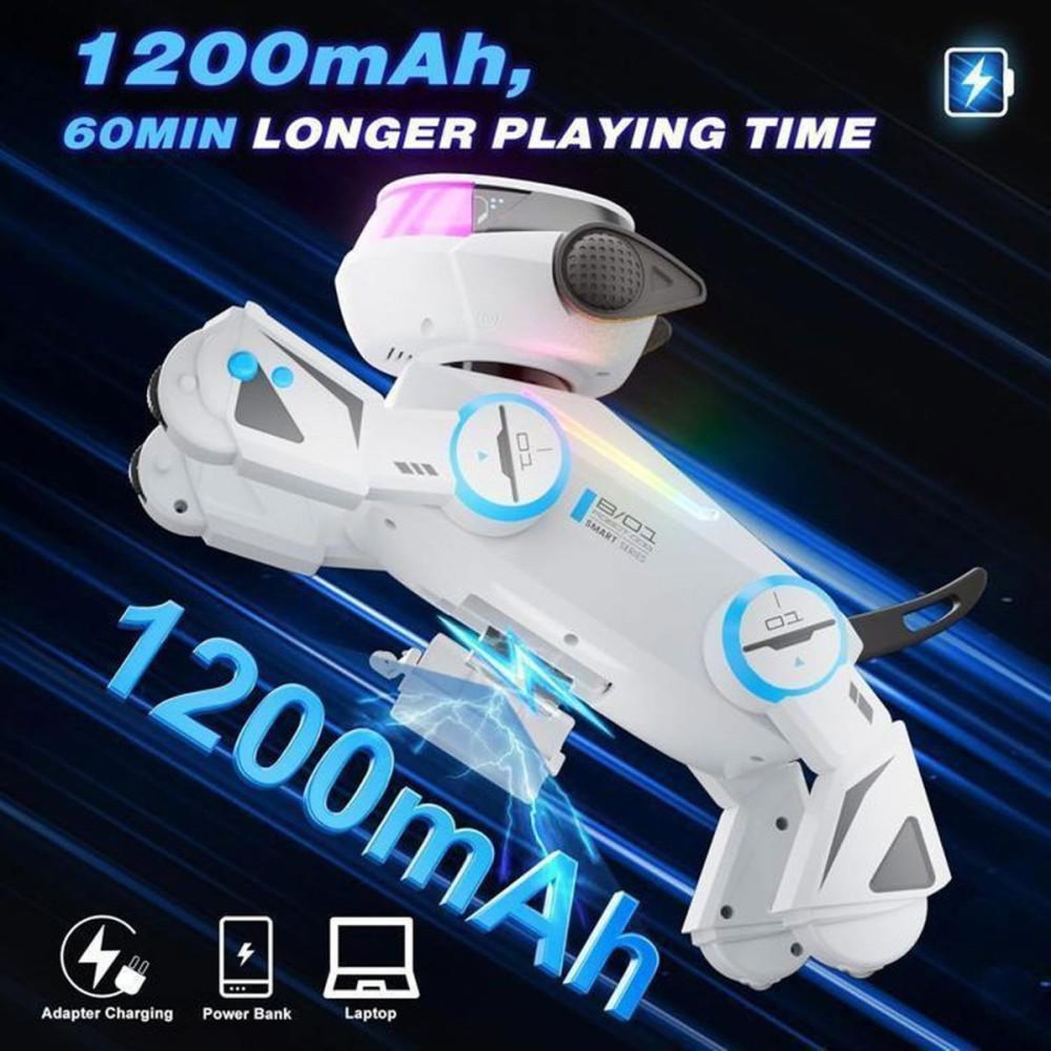 Voir la diapositive 3 : Chien robot télécommandé programmable, 17 fonctions, LED multicolores RGB, musique, Bluetooth et réactions tactiles